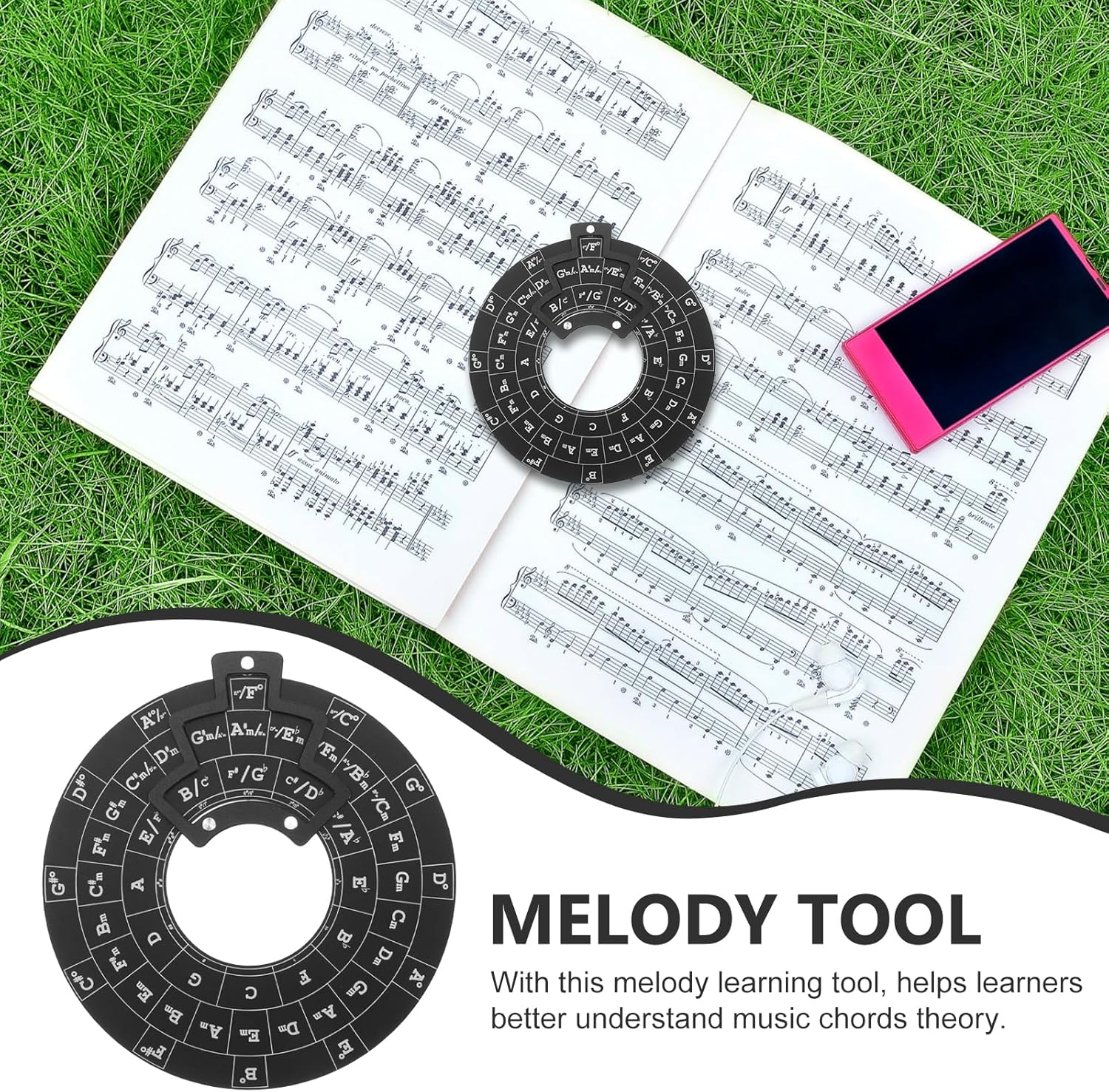 Alasum Chord Wheel Tool - Circle of Fifths Melody Learning Instrument for Musicians Educational Music Theory Tool for Beginners and Professionals image number 6