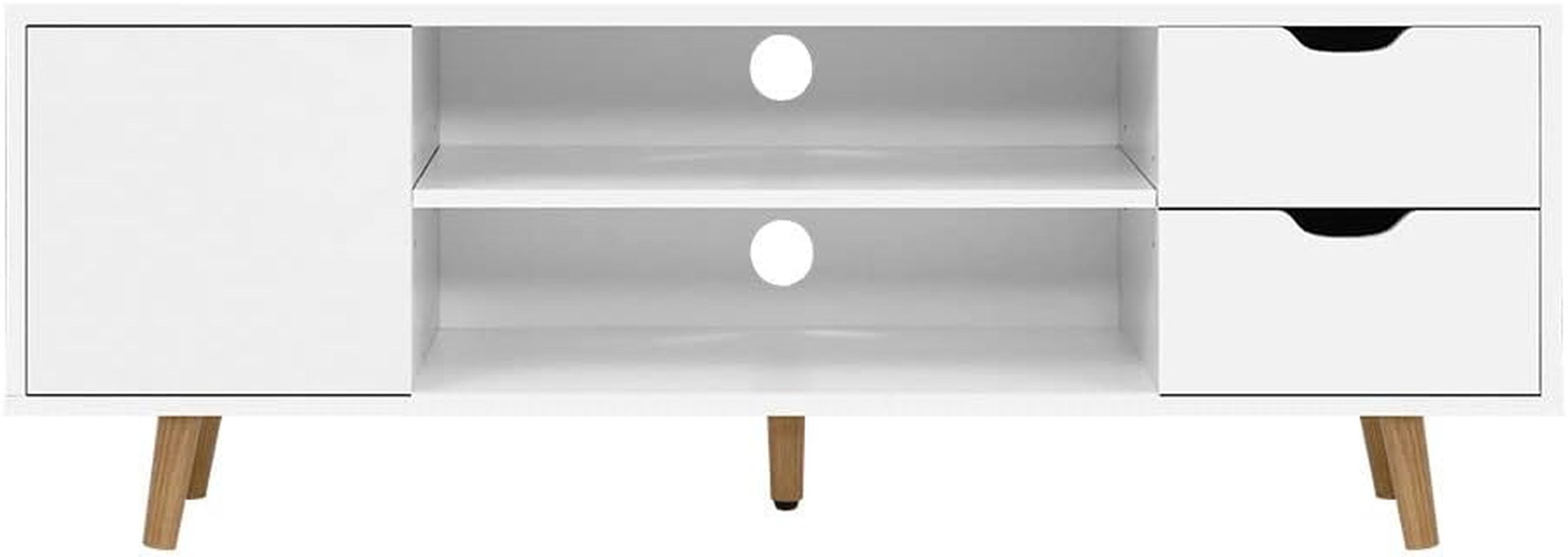 Artiss TV Unit Cabinet Entertainment Units, Wood Stand Table Cabinets Storage Shelf Organiser Cupboard Home Living Room Bedroom Furniture, with 2 Drawer and Cable Management Holes White image number 3