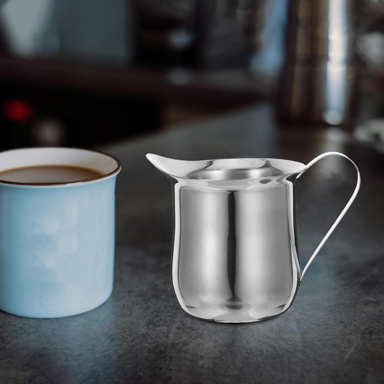 OKUMEYR 3Pcs Stainless Steel Milk Frothing Pitcher Set 240Ml/7Oz Milk Steaming Jug for Coffee Espresso Cappuccino Machine Accessories image number 1