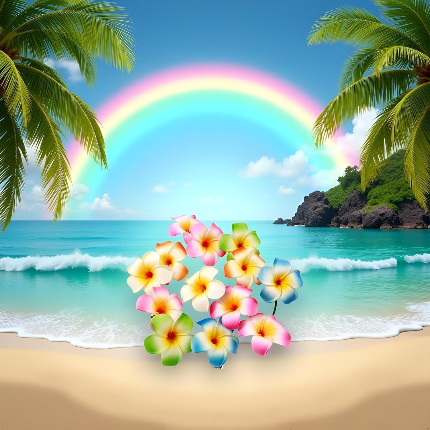10Pcs Multicolor Hawaii Plumeria Flower Clips Hawaiian Flowers Hair Barrettes Beach Party Hair Clips Artificial Tropical Flower Hairpins for Wedding Hair Accessories (7Cm)