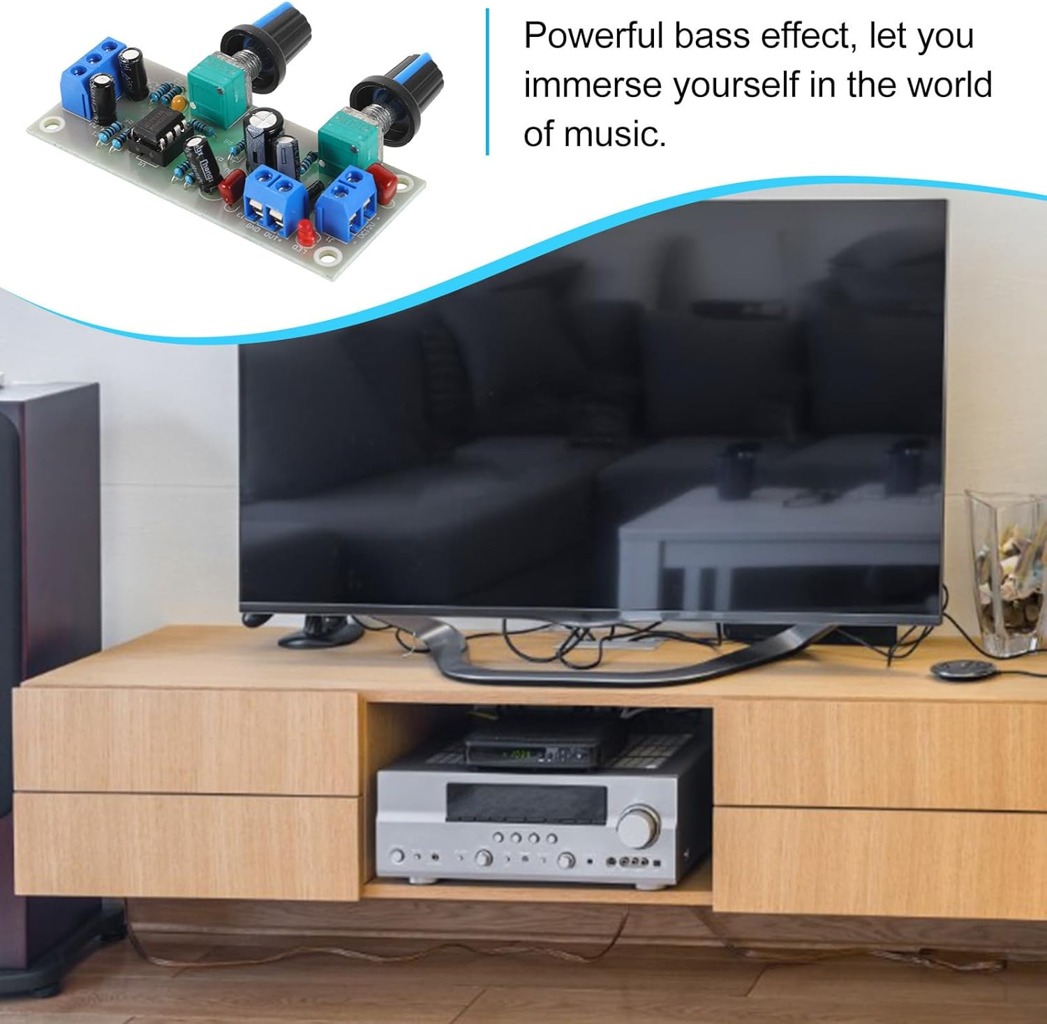 HOMSFOU Power Amplifier Board Low Bass Mainboard 10-24V Single Power Supply Audio Amplifier Module with Volume Control for Home Theater Preamplifier DIY Electronics Random Color image number 2