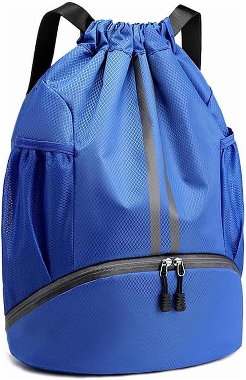 Drawstring Backpack Water Resistant String Bag Gym Sports with Shoe Compartment Side Mesh Pockets for Women Men image number 2