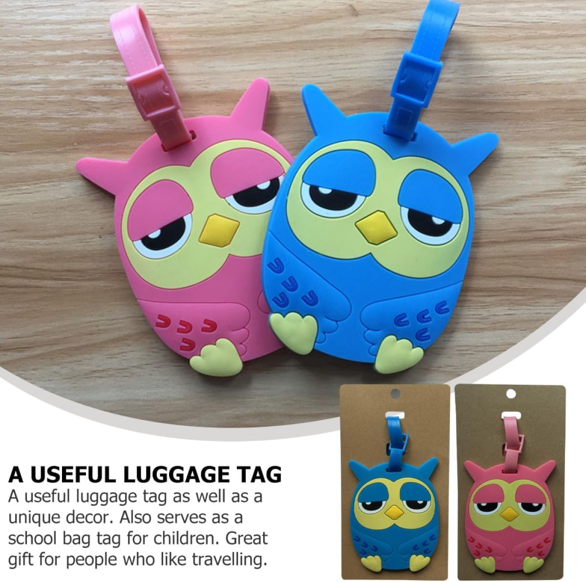 CIMAXIC 2Pcs Cartoon Silicone Luggage Tags for Suitcases, Travel Baggage Id Labels with Sturdy Loop, Soft Cartoon Suitcase Tags for Bags and Travel Gear Random Color Random Color image number 4