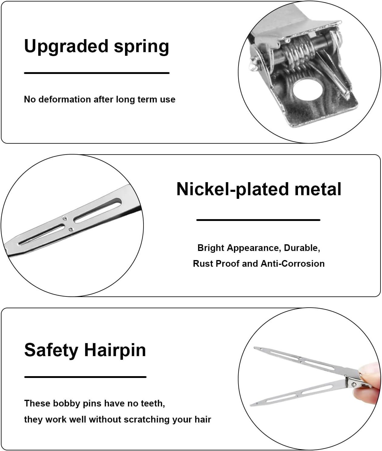 Entebill Women'S Hair Clips, 5.5 Cm Metal Hair Clips, Hairdresser Alligator Hair Clips, Silver, Hair Clips, Hairdressing Supplies, Women'S Curls, Fixing for Hair Styling, DIY Pack of 70 image number 3