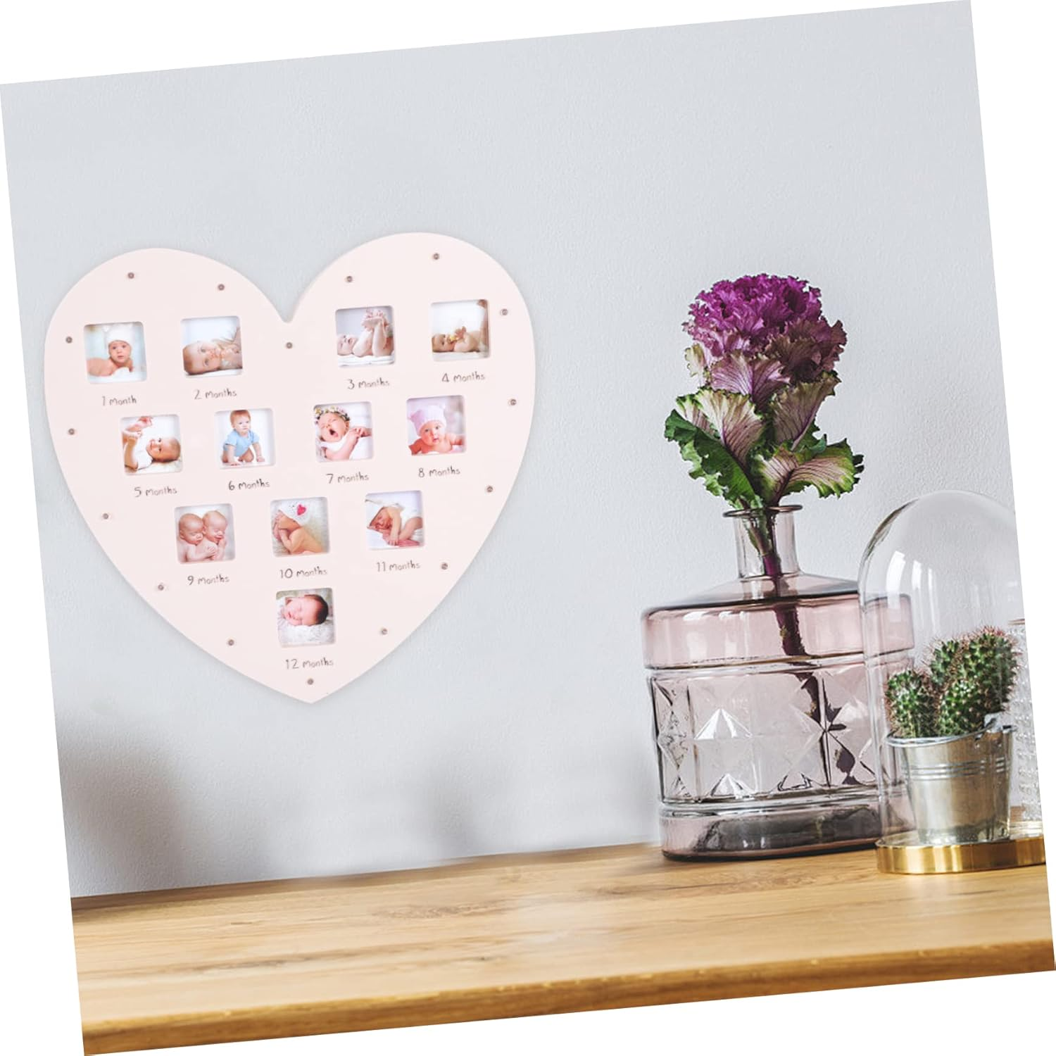 Growth Record Photo Frame for First Year Shape Design Keepsake for Year Old Boy