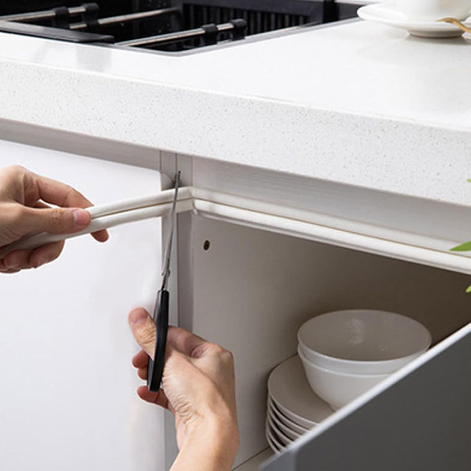 Window Seal 10M, Self-Adhesive Door Seal for Cold Protection, Sound Insulation, Heat Insulation, Dustproof, D Profile Foam Rubber Door Frame, White Color image number 5