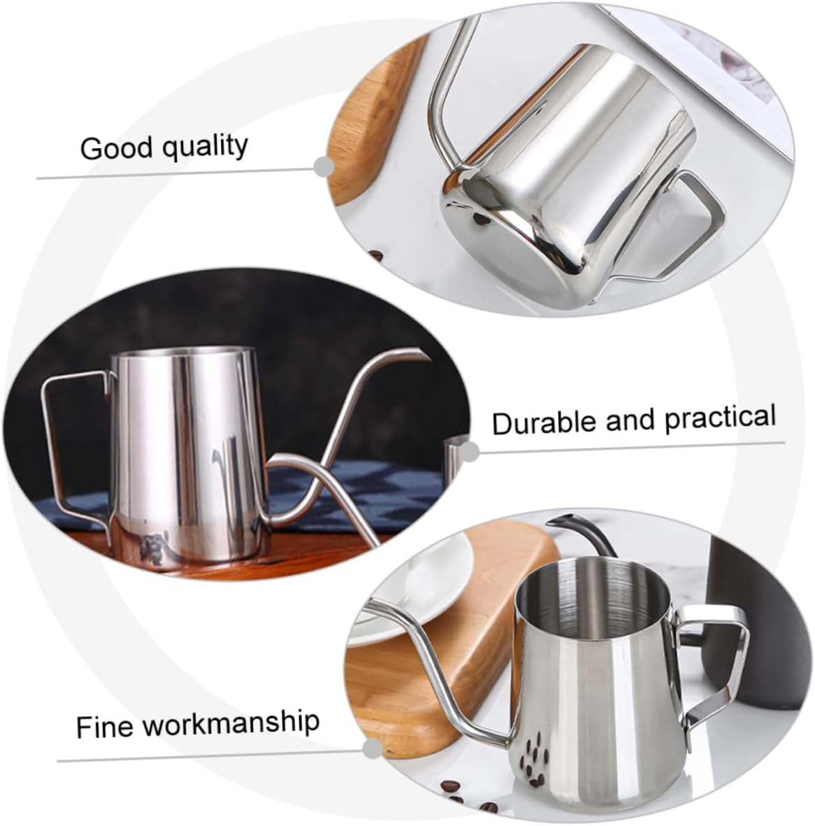 Stainless Steel Coffee Pot Long Spout Kettle 350Ml Household Tea Kettle for Drip Brewing and Espresso Making image number 6