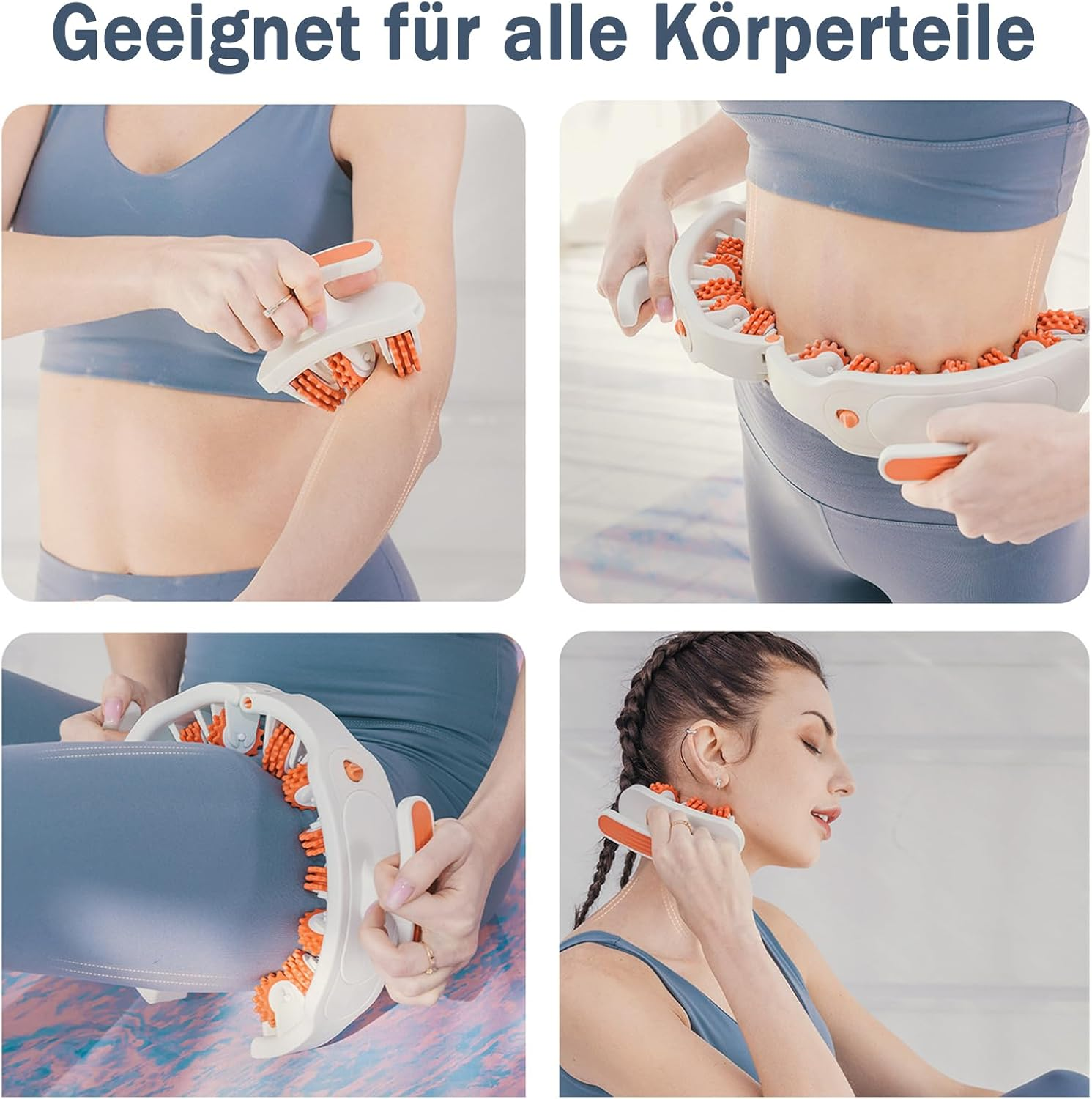 Manual Anti-Cellulite Massager with Rollers, Compress and Stretch Thighs and Buttocks, Slim Legs and Waist, Removable, Pink