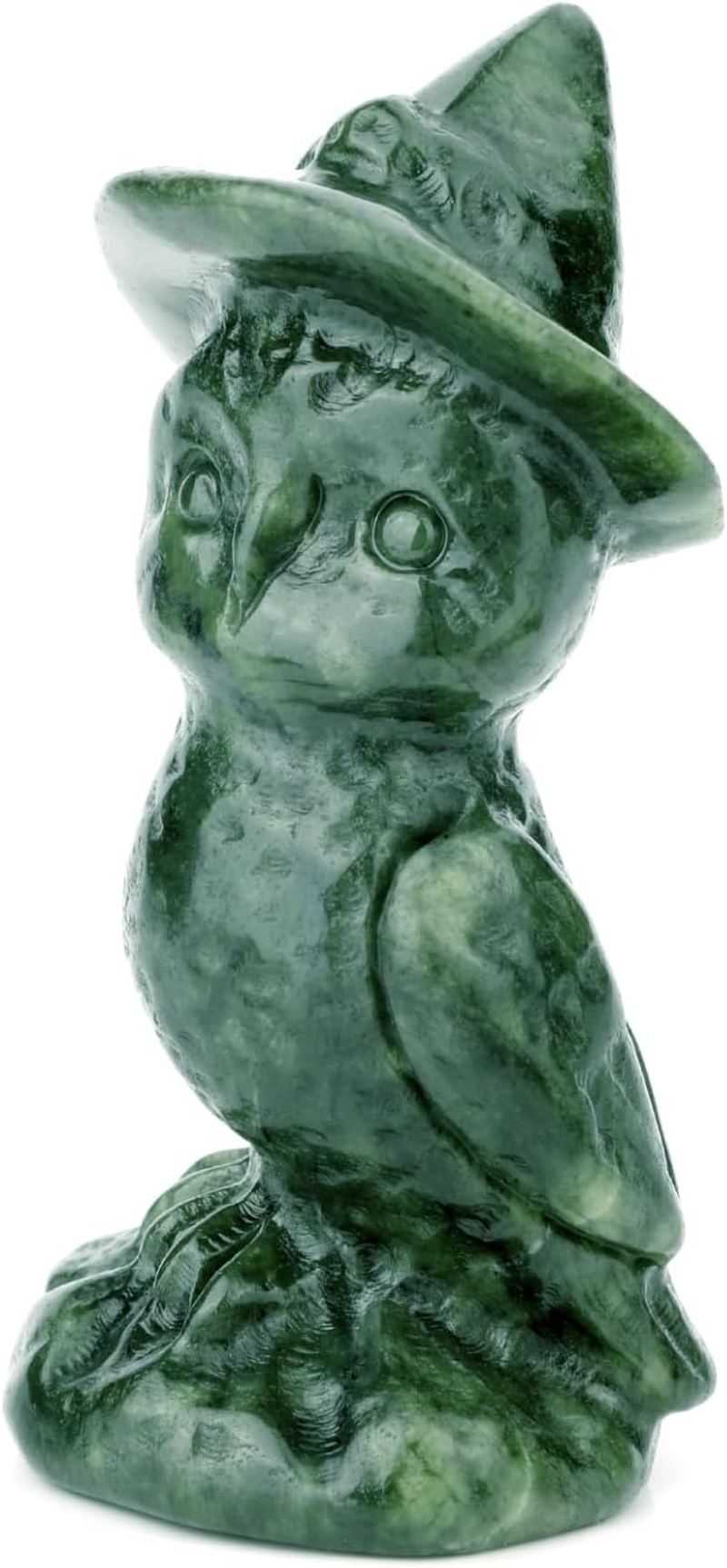 Gemshan Owl Statue for Halloween Decorations,Jade Animal Statue with Wizard Hat Sculpture Spooky Halloween Decor for Home Table Tray Shelf image number 3