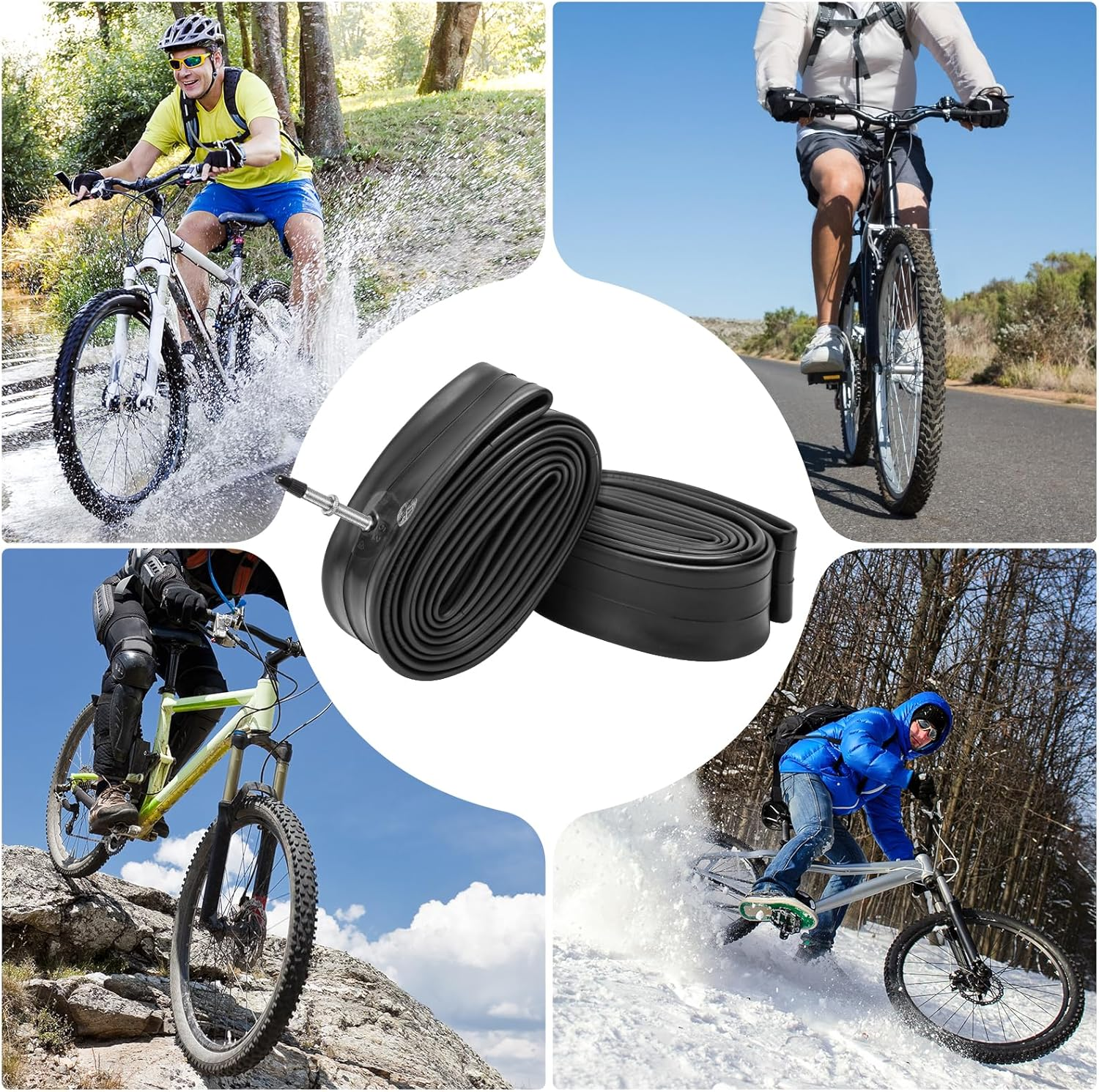 Yunscm 2 Pcs,Heavy Duty 27.5X1.95 Bike Tubes,27.5X1.75/2.4 Bike Inner Tubes,Presta Valve 48Mm,Ideal for High Wheel Rims,Mountain Bike Tubes 27.5X1.75/1.95/2.10/2.125/2.25/2.35/2.40