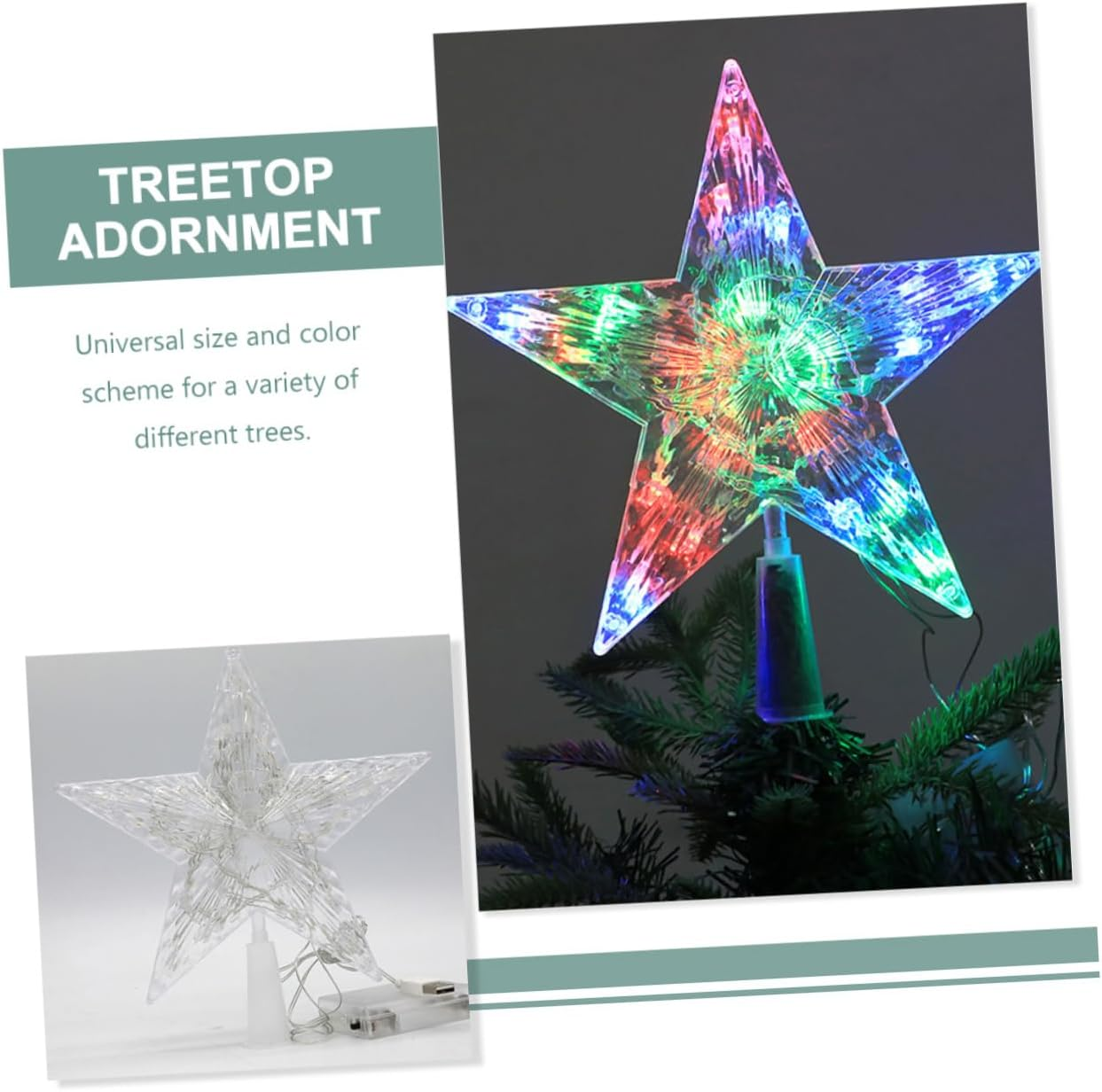 Tree Top Star Plastic Christmas Tree Topper Decorative Xmas Ornament Easy to Use image number 3