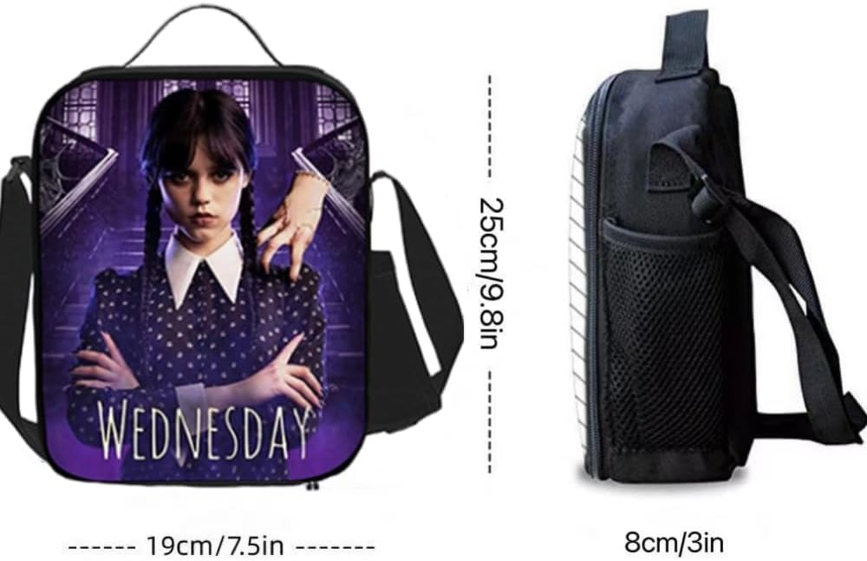 AII Lover 3Pcs Wednesday Backpack Keychain,16.5In Lightweight 3D Print Large Capacity Bookbag Travel Outdoor Camping Daypack School Bag.