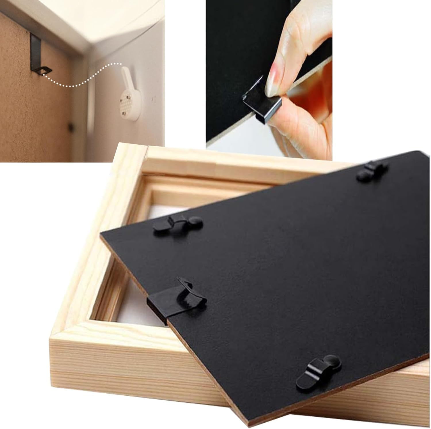 Photo Frames Hanger Hooks 0.3Mm Thick S-Shaped Metal Wall Mount Album Picture Hanging Clips 200 Pcs Picture Photo Board Hanger Hook S Shaped Metal Artwork Wall Mount Album Hanger Black