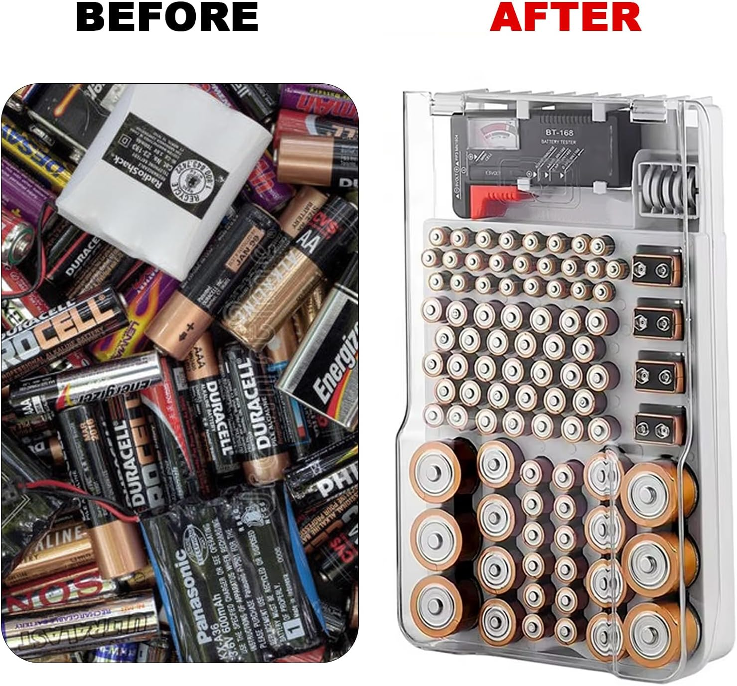 Battery Box Organiser Storage Organiser with Battery Tester image number 1