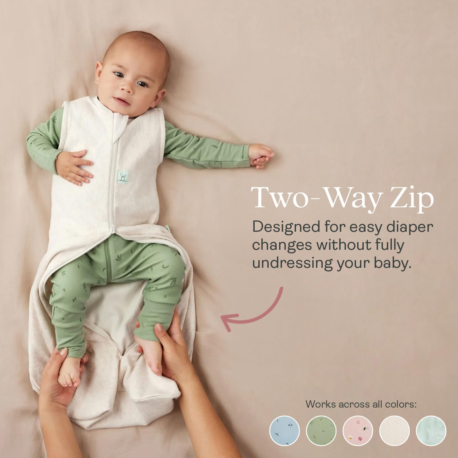 Ergopouch 0.2 TOG Sleeping Bag, 3-12 Months, Oatmeal Marle Print &ndash; Organic Jersey Cotton, Sleeveless, Arms-Out Design, Lightweight & Breathable, Ideal for Room Temperatures (22&ndash;26&deg;C) image number 2