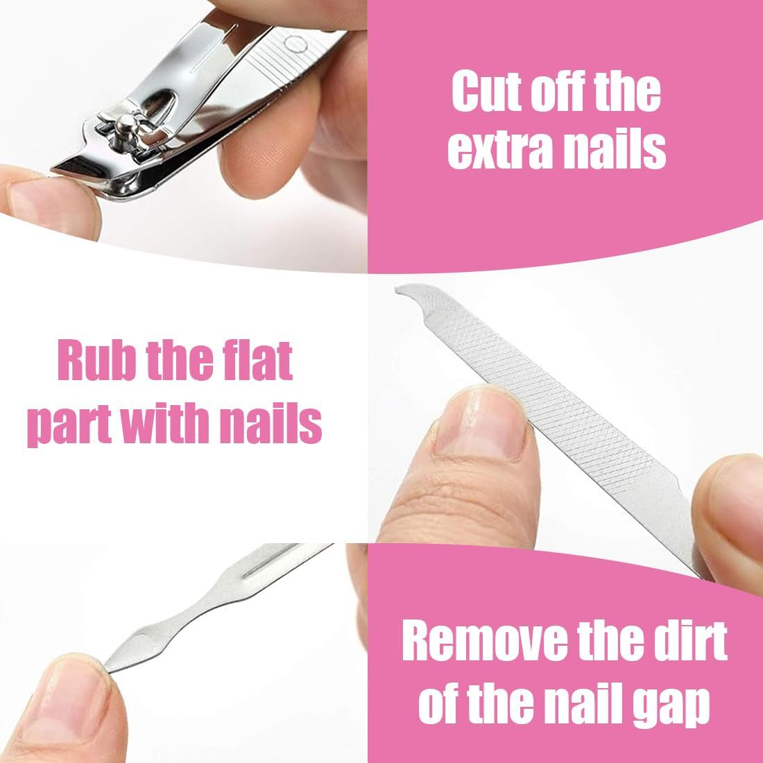 SULIUDAJI Manicure Set, 7-Piece Pedicure Nail Set, Nail Case, Nail Clipper Set, Nail Clipper Case Made of Stainless Steel and Leather, Nail Care Tools for Men and Women (Barbie Rose Red) image number 2