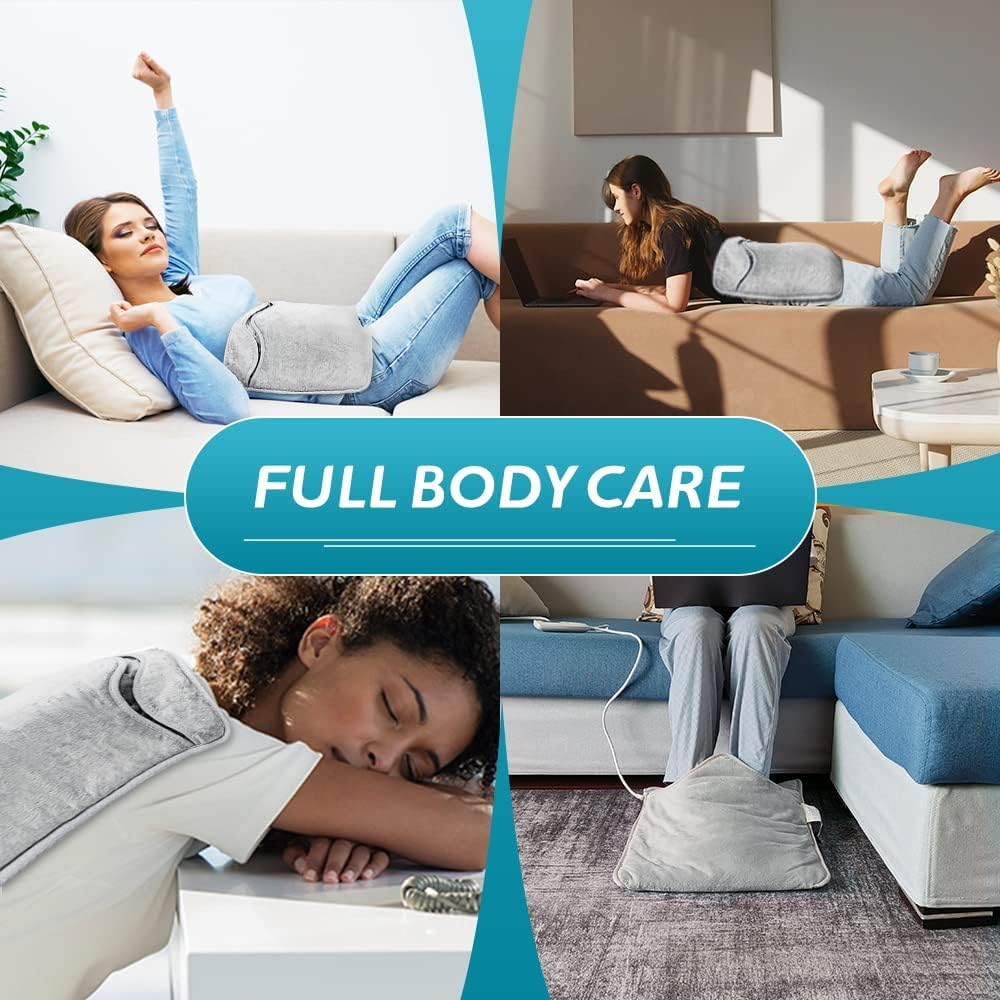 IODOO Double Sided Heating Electric Foot Warmer, Auto Shut off - Washable Electric Feet with 6 Heat Levels 4 Timers, Warmer Fast Heating Pad Cushion for Foot, Back and Full Body for Women Men(Grey)，40X40 image number 5