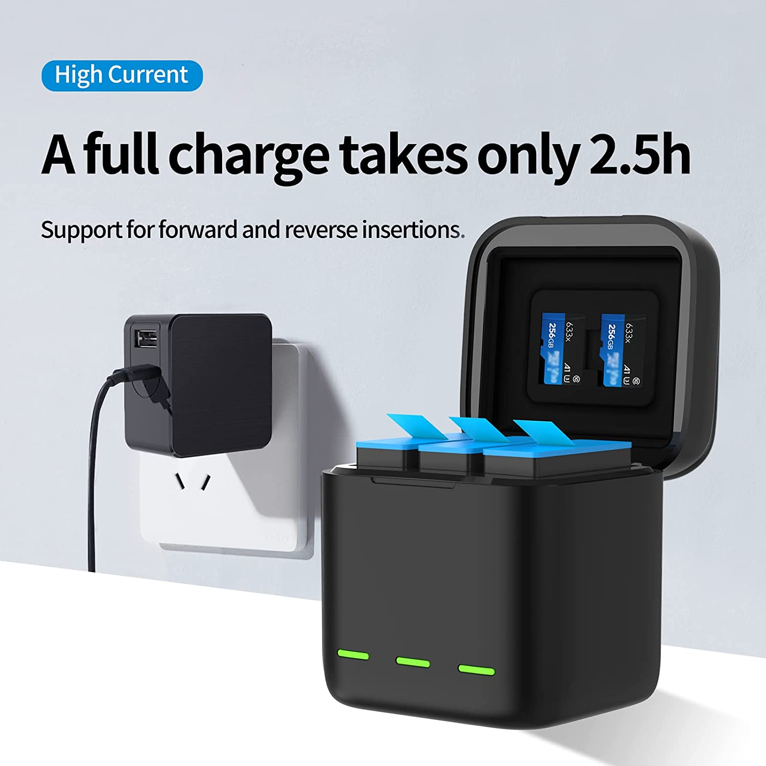 TELESIN 2-Pack Batteries for Go Pro Hero 12 11 10 9 Black and 3-Channel USB Quick Charger for Go Pro, Compatible with Go Pro Hero 11 12 Hero 10 Hero 9 Original Battery and Charger Camera Accessories image number 3