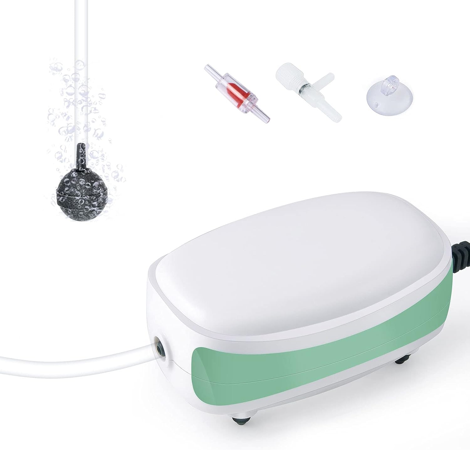 PYPABL Aquarium Air Pump Mini, 1 Outlet Quiet Fish Tank Air Pump, Aquarium Oxygen Pump with Accessories for 1L-40Litres Tank