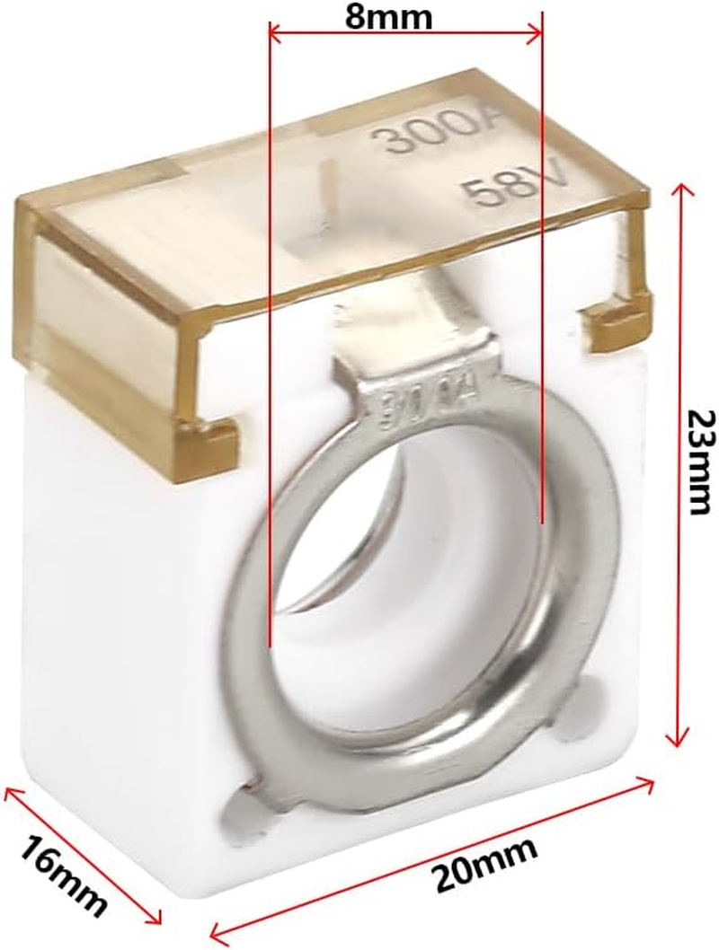 Emagtech 2Pcs 300A 58V Automotive Square Battery Fuse Terminal Metal Ceramic Fuse Replacement Parts for Circuit Protection of Automotive RV Crane Oower Supply image number 2