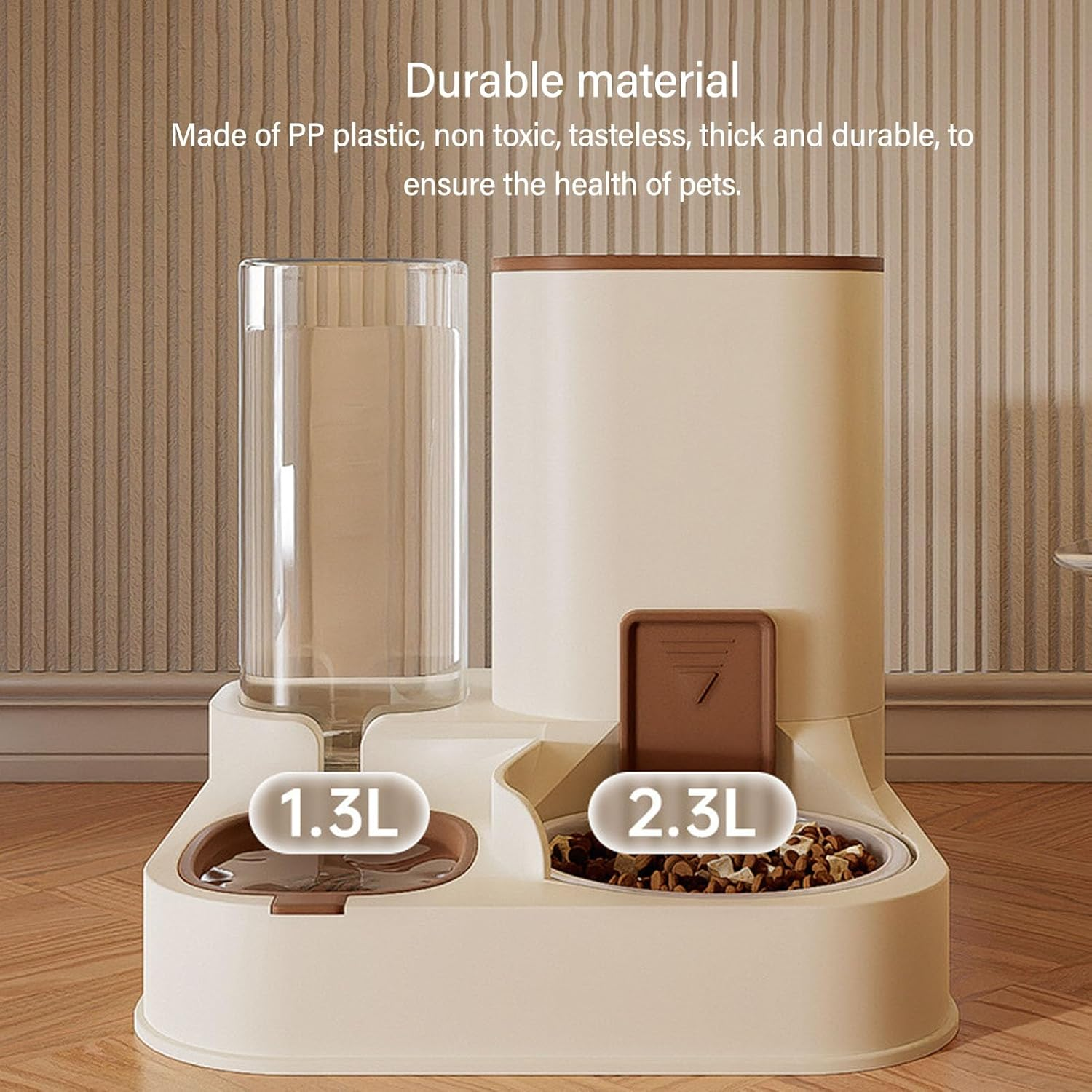 Pet Feeder and Water Dispenser, 2 in 1 Automatic Pet Waterer with Large Capacity Food Dispenser, Detachable, Easy to Clean, for Small to Large Pets image number 1