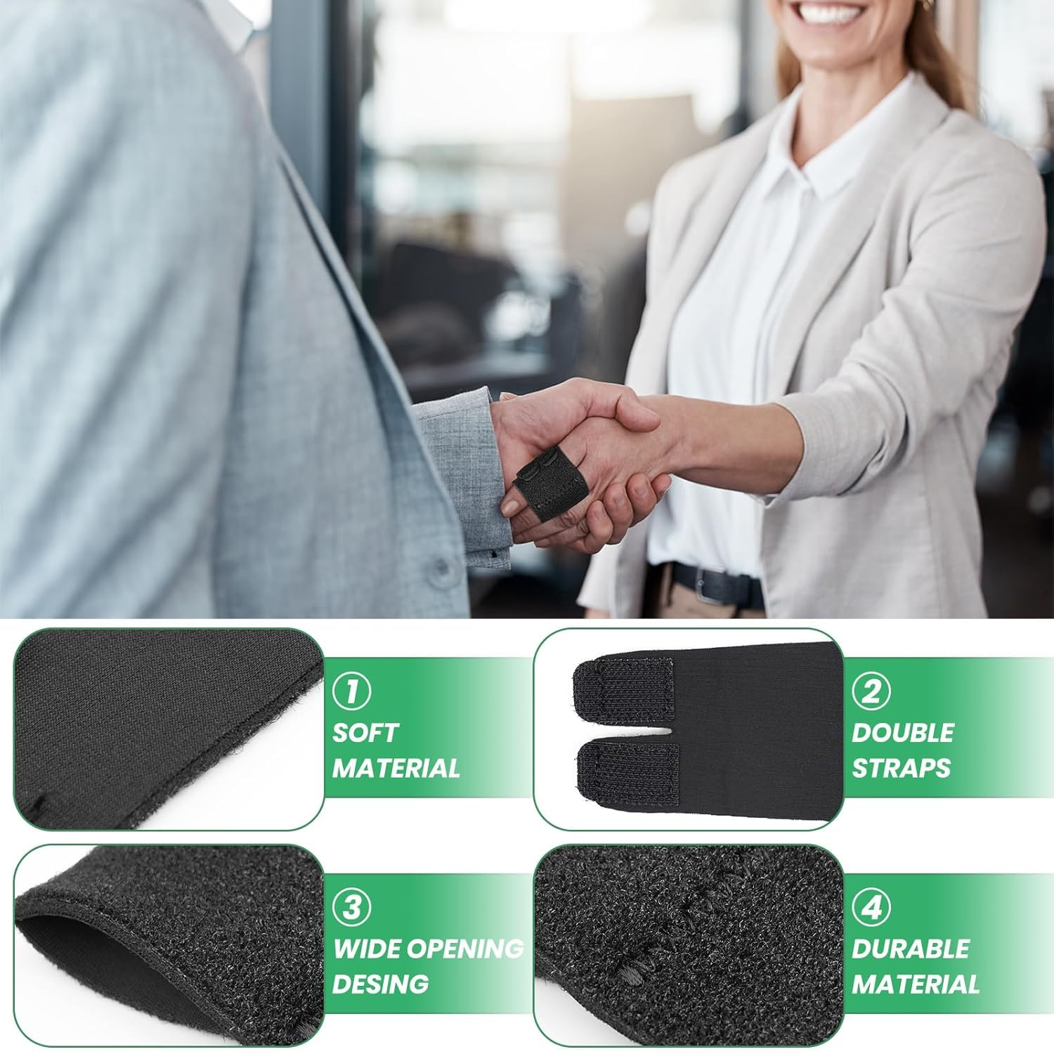 2 PCS Finger Sleeves for Support & Protection - Adjustable Finger Splints & Compression Wraps for Basketball, Tennis - Breathable & Lightweight Design for Two Finger Sports Injury Prevention (L) image number 4