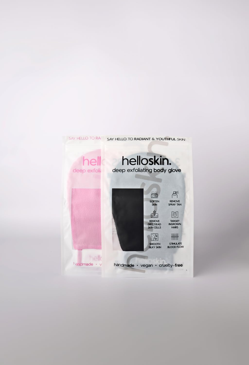 Helloskin Exfoliating Glove | Dead Skin Remover and Body Scrubber for Skin Renewal | Exfoliator Mitt for Smooth Skin | Eco-Friendly Self-Tan Removal Glove for Men & Women - Pink - Pink image number 6