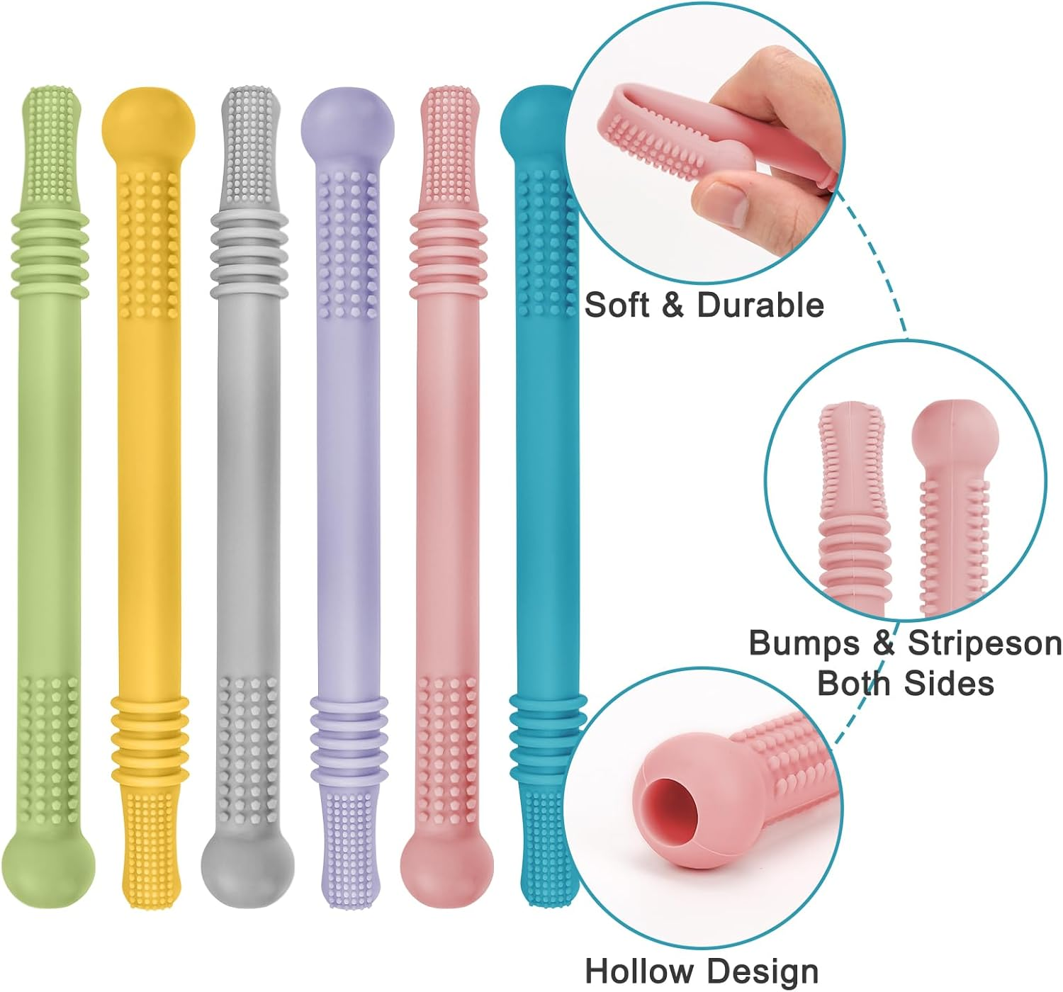 Teething Sticks for Babies 3 Months - Colorful Baby Teether Food Grade Silicone BPA Free Freezable Teethe/Food Safe/Easy to Clean image number 2