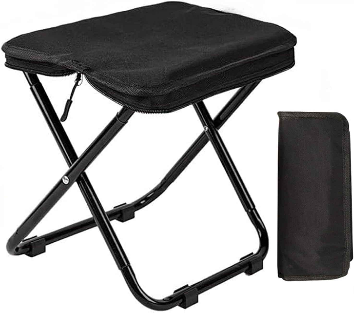 Taicols Portable Chair, Collapsible Stool,Lightweight Portable Stool for Adults,Ideal for Camping, Hiking, Outdoors, and Events,Camping, Foldingstool with Carry Bag, 11In Chair (Black)