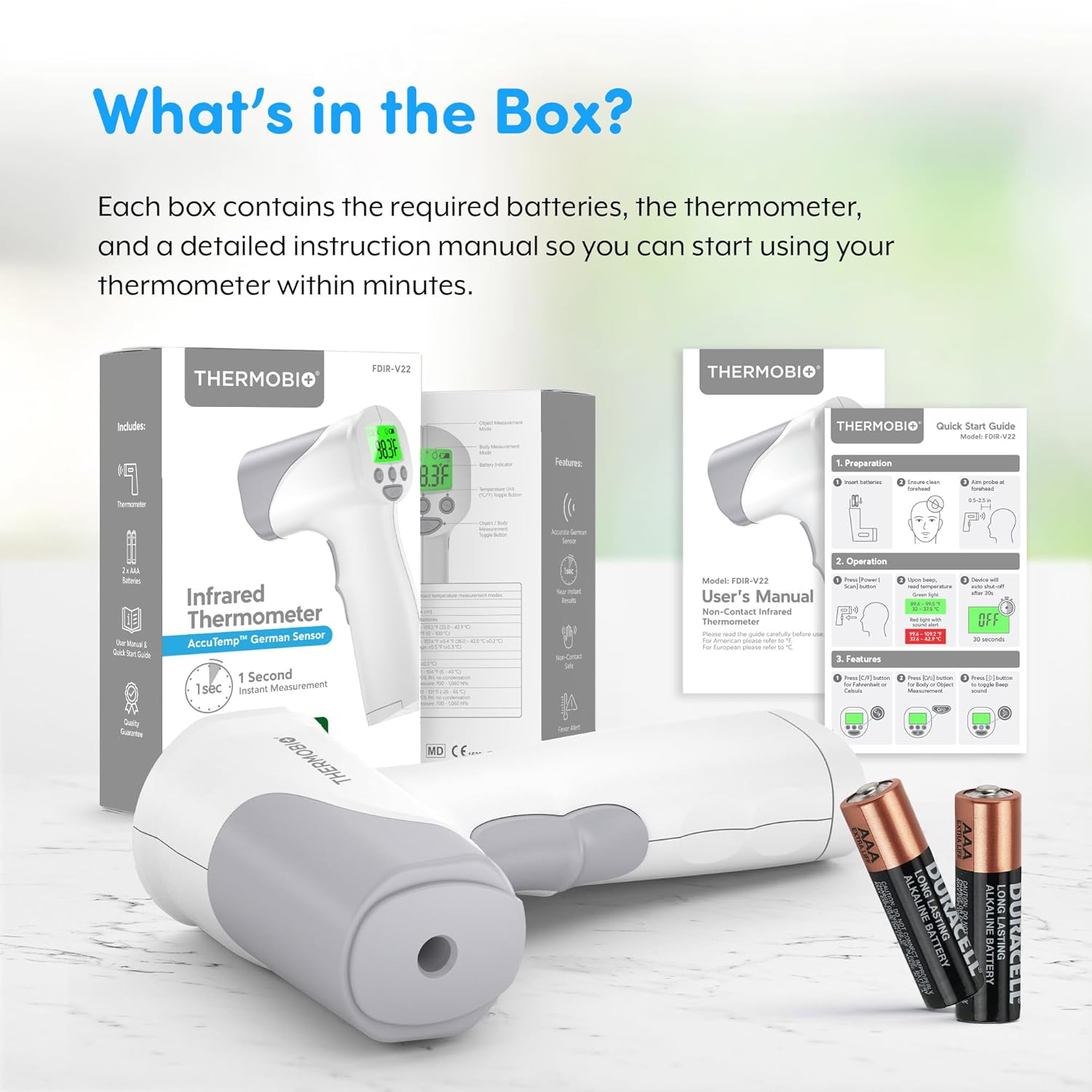 Medical Grade Heavy Duty Touchless Infrared Forehead Thermometer, for Adults & Baby Digital Thermometer Gun, 1S Instant Results, Object and Forehead Modes image number 6