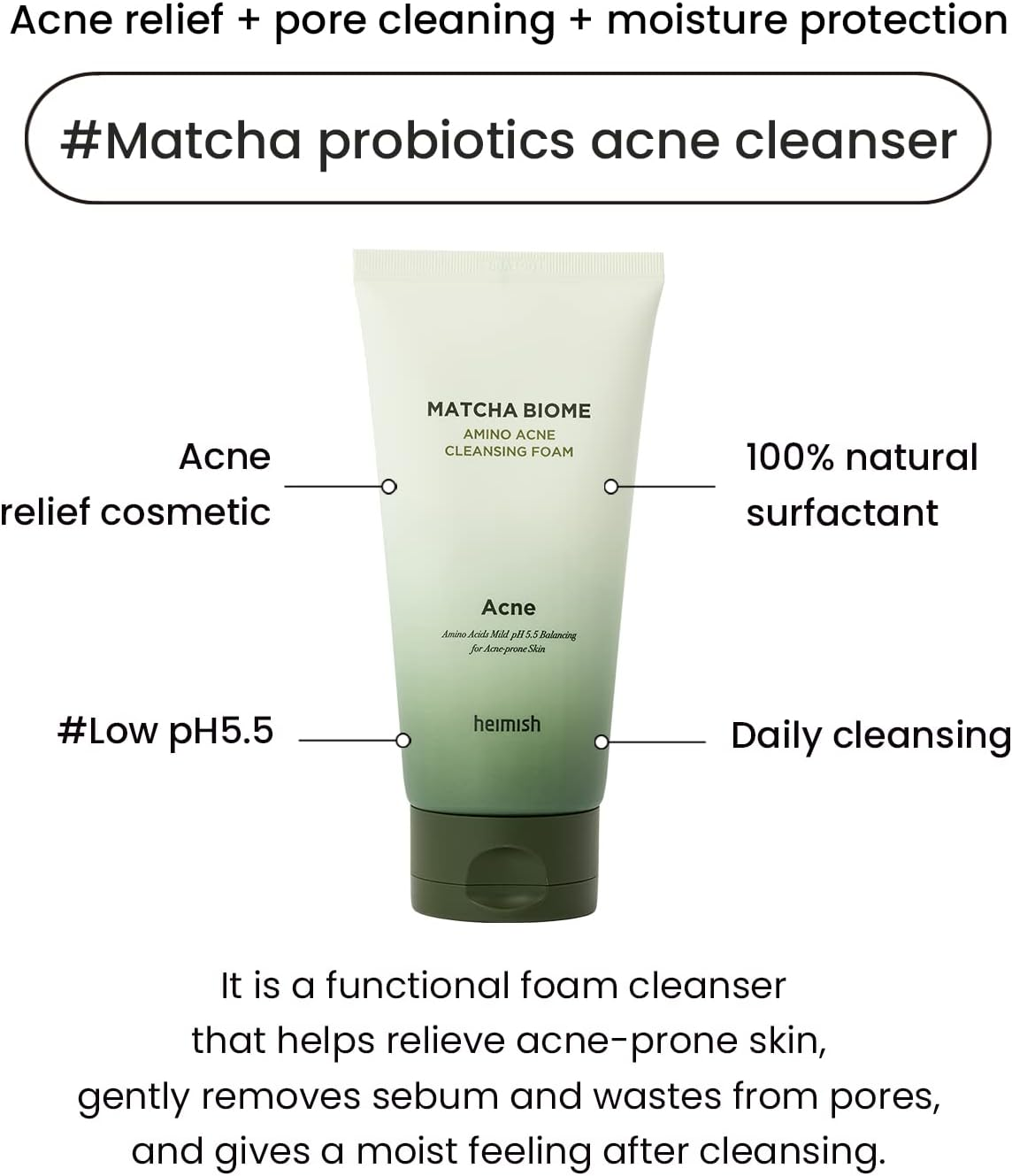 Heimish Matcha Biome Amino Acne Cleansing Foam 150 G image number 1