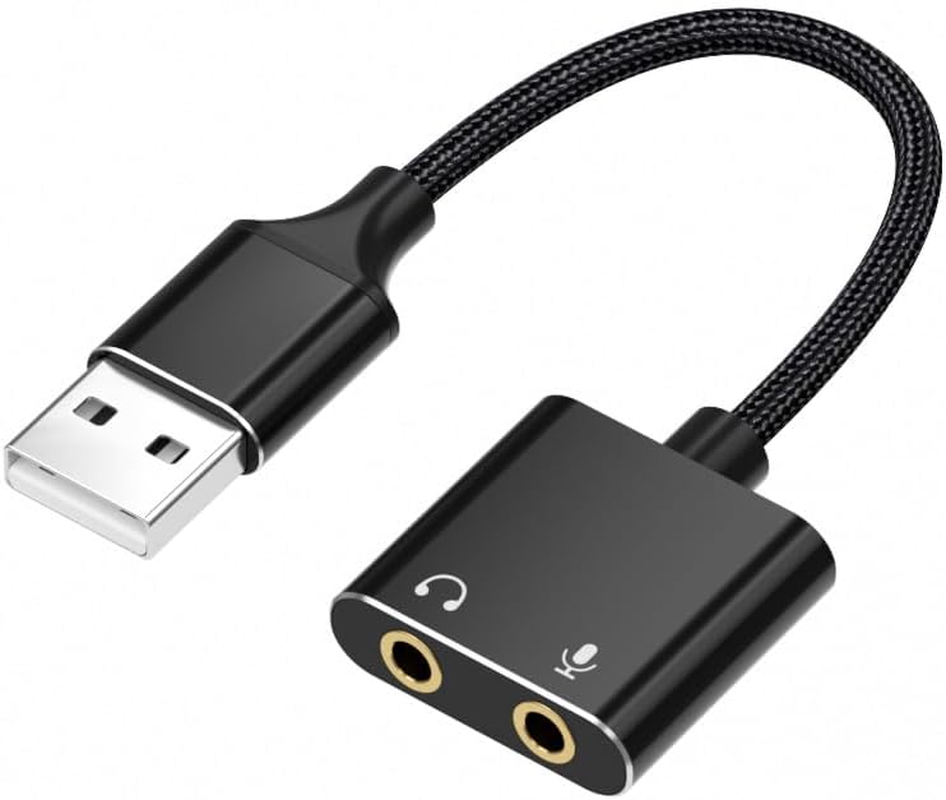 USB Sound Card Adapter,Usb Audio Adapter 3.5Mm Jack,External Sound Card for Windows Mac Linux PC Laptops Desktops PS4 Headsets, Black image number 6