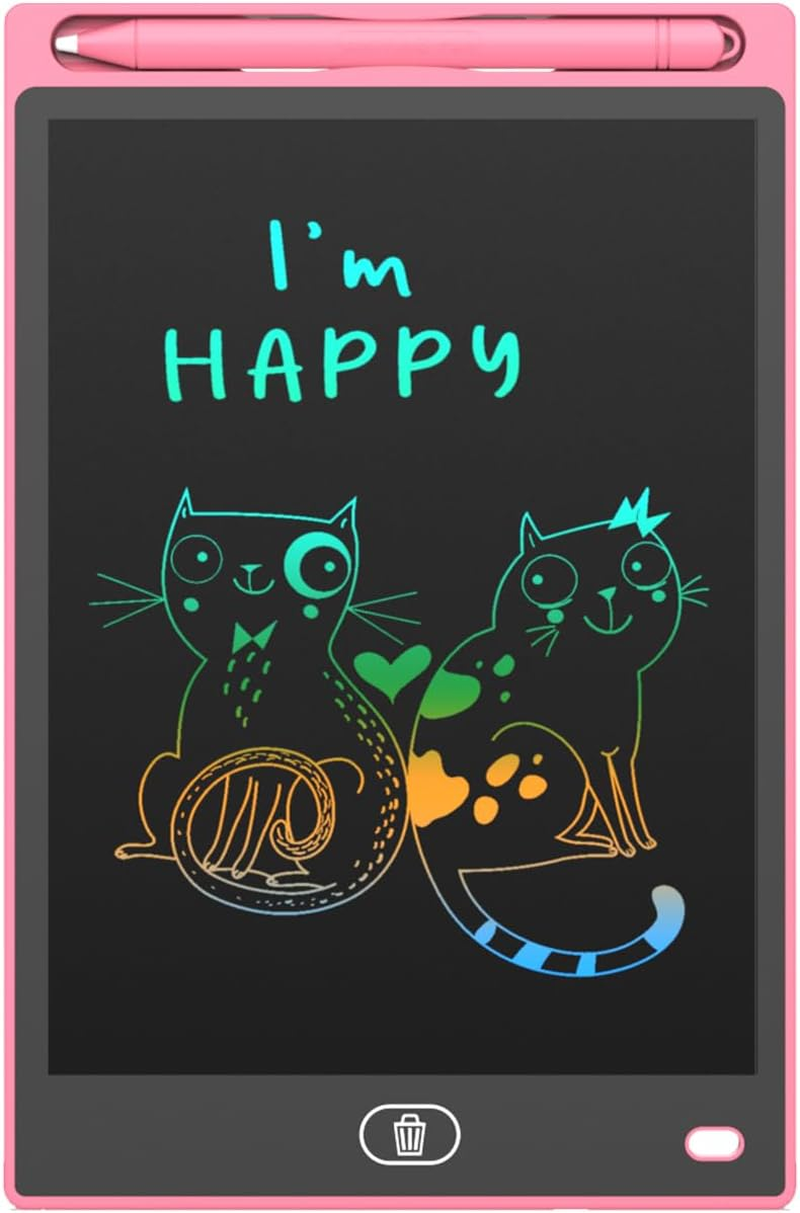 LCD Writing Tablet for Kids, 10 Inch Colorful Doodle Board Drawing Tablet, Erasable Doodle Pad for Toddlers, Educational Learning Toys Birthday Gifts for Boys Girls Age 3 4 5 6 7 8 (Pink)