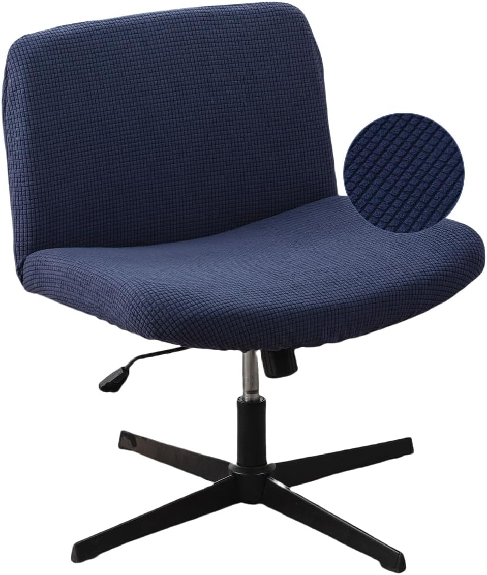 Lavishcover Armless Chair Cover Office Desk Chair Cover, Waterproof and Elastic Criss Cross Chair Cover, Exquisite Vanity Chair Cover, Mid Back Wide Seat Accent Chair Covers(Cream,Corn,Just the Cover)