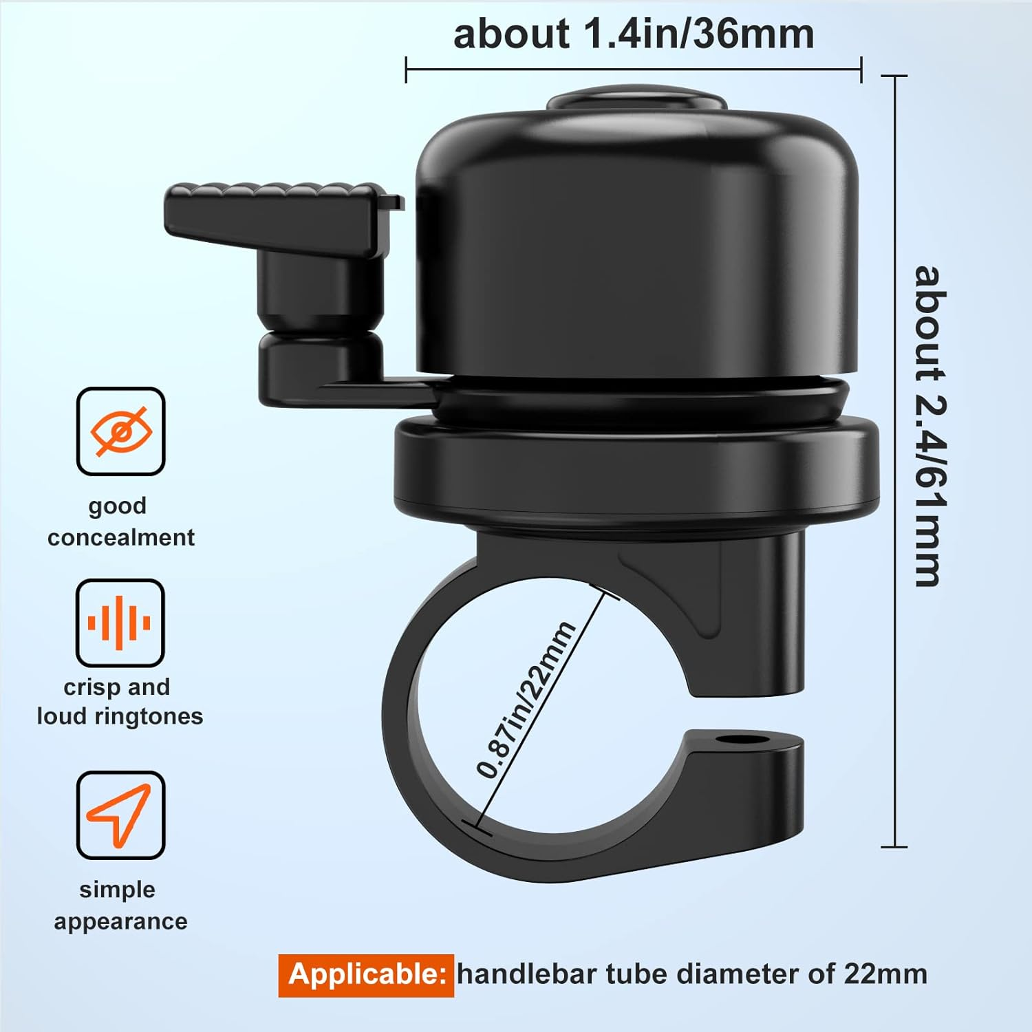 Bike Bell for Apple Airtag, Air Tag(Not Include) under Bike Bell- Bell Works, Anti-Theft Bicycle Airtag Hidden GPS Tracker Horn, Waterproof & Signal Is Not Disturbed, Fits 0.87''Handlebars image number 1
