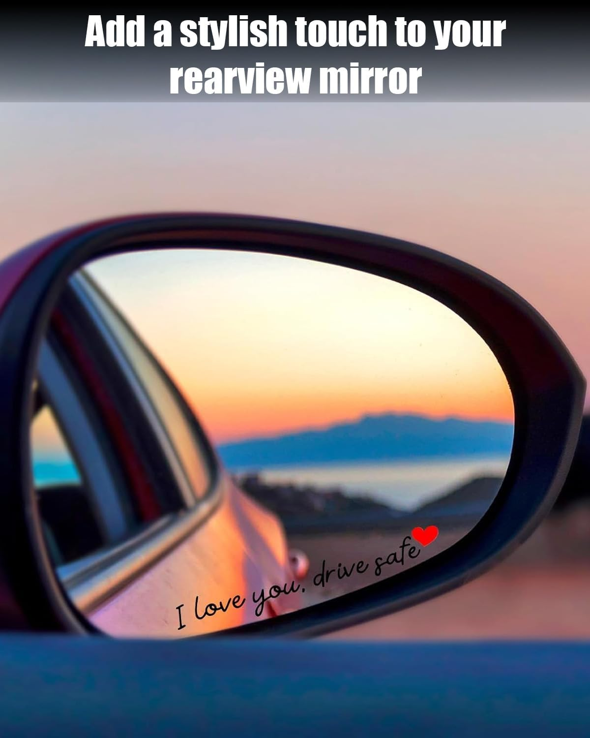 Pack of 6 "I Love You,Drive Safe" Drive Safe Mirror Stickers, Vinyl Rear View Mirror Sticker, Mirror, Car Decoration Gift for Drivers, Women, Men image number 5