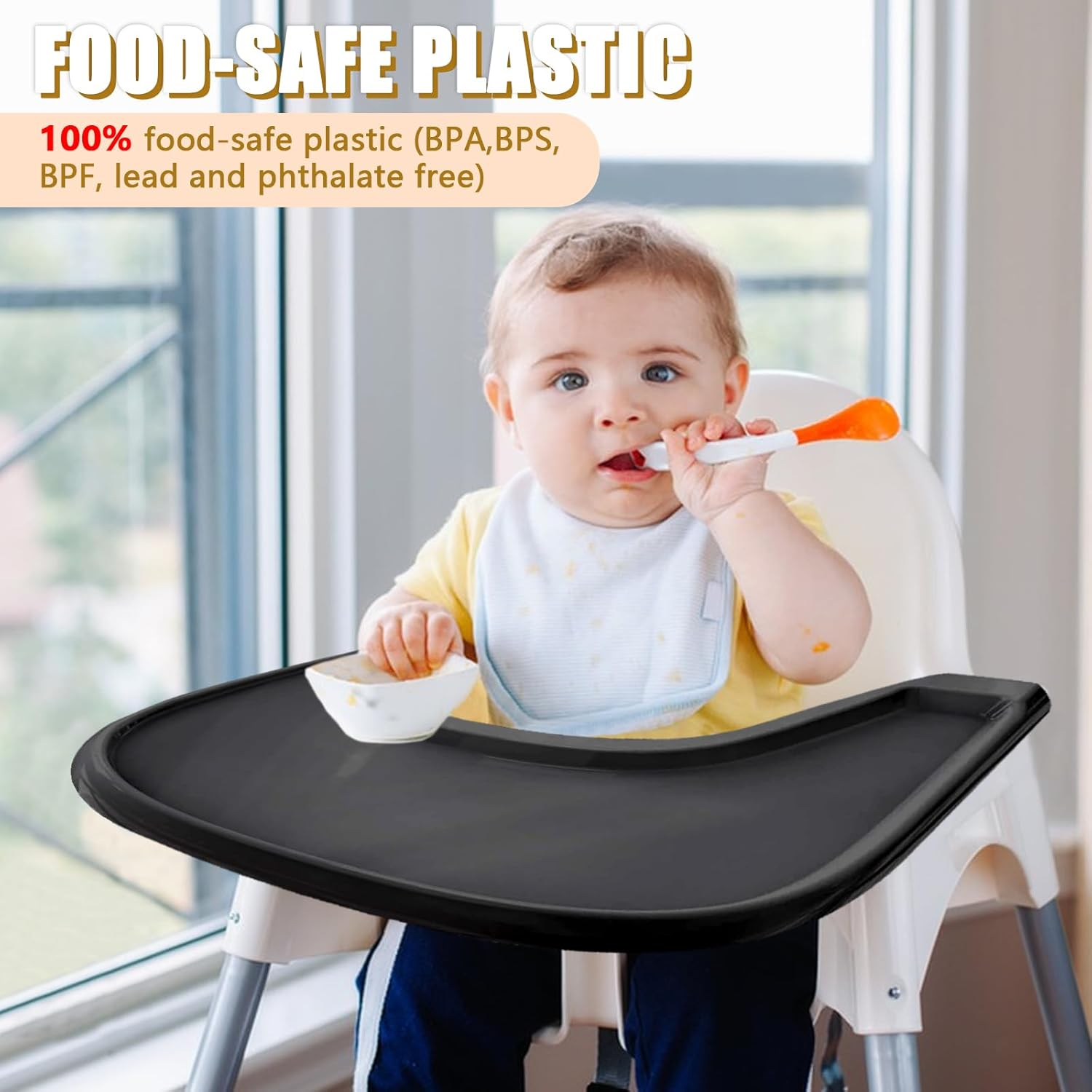 Hxeternal Tray Designed Exclusively for Tripp Trapp Chair (Black)