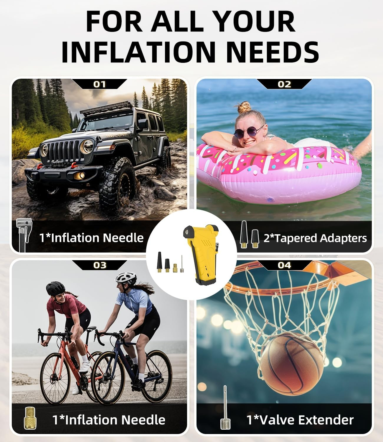 150PSI Tyre Inflator Portable Air Compressor,12V/20V Dual Power Inputs and USB Output, Electric Pump for Car, off Road, Truck, Motorcycle, Ball and More image number 3