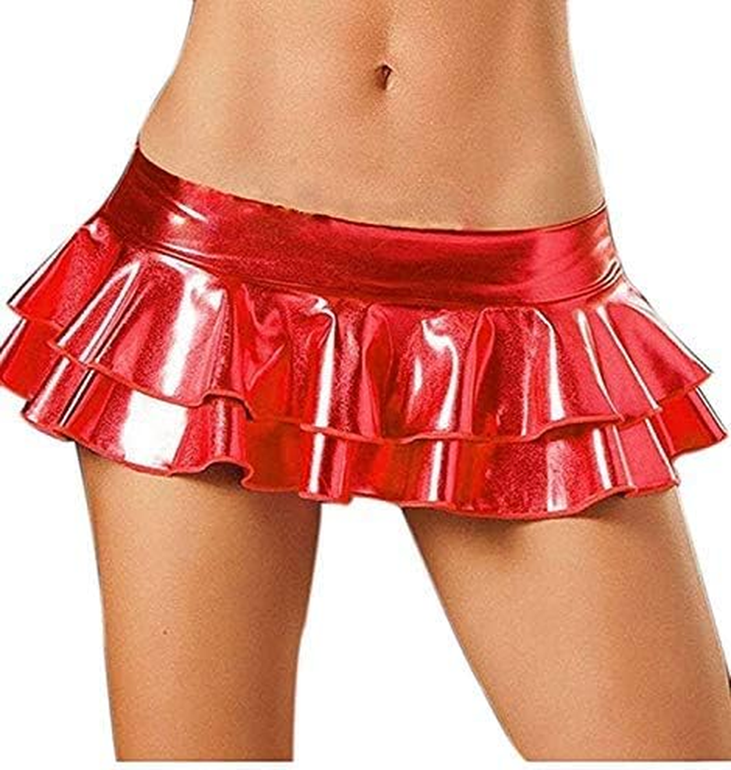 Shiny Metallic Pole Dance Mini Skirt Jazz Hip Hop Lingerie Clubwear