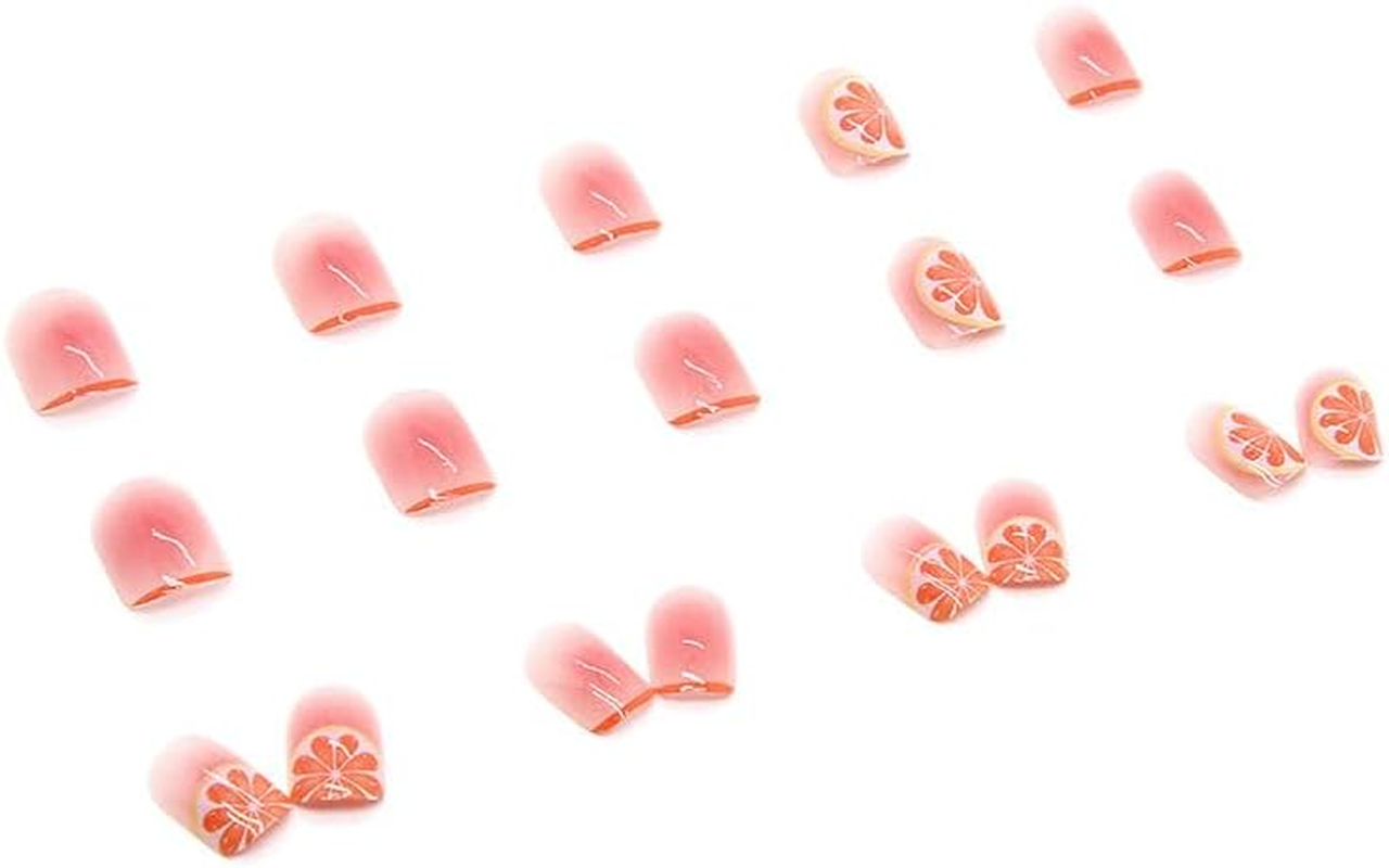 24X Orange Fake Nail Reusable Stick on Nails Press on Full Cover False Nail Tips, ABS Fashion Stick-On Nails, Easy Application, Elegant and Versatile Design for All Occasions image number 1
