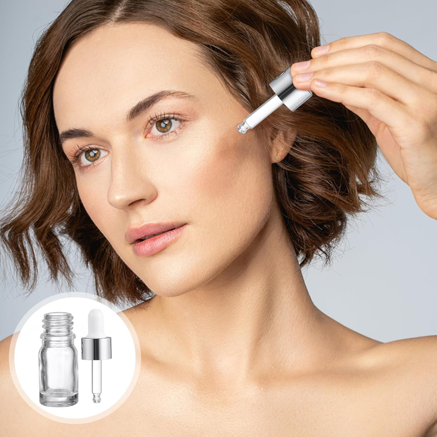 TEHAUX 15Pcs 5Ml Glass Dropper Bottles with Bright Silver and White Silicone Bulb, Essential Oil Containers for Aromatherapy and Cosmetic Liquid Storage image number 3