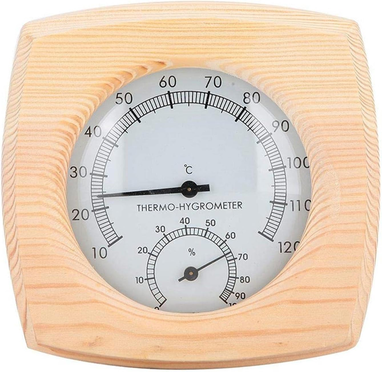 Wooden Sauna Thermometer,2 in 1 Square Hygrometer Thermometer | No Battery Weather Hygrometer for Sauna Room Wall image number 1