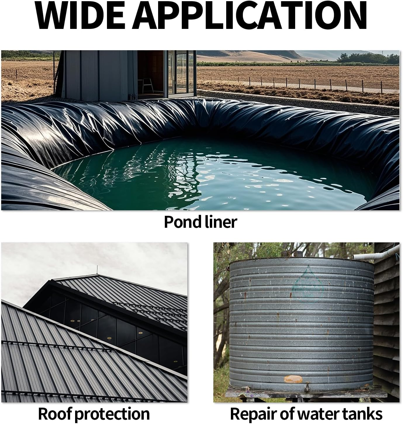 4Pcs Pond Liner Repair Patch, 8X8 Inch Butyl Rubber Aluminum Foil Pond Liner Patch Kit Self-Adhesive Thickened Seam for Garden Pool Repair Roof Protections image number 4