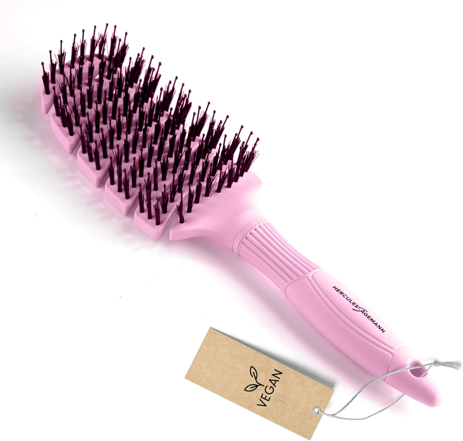 HERCULES S&Auml;GEMANN - Flexy Shape Brush (Wide) | Hair Brush for Extra Gentle Detangling Hairbrush with Ergonomic Handle with Vegan Bristles and Nylon Pins for Healthy Hair | Colour: Soft Pink image number 6