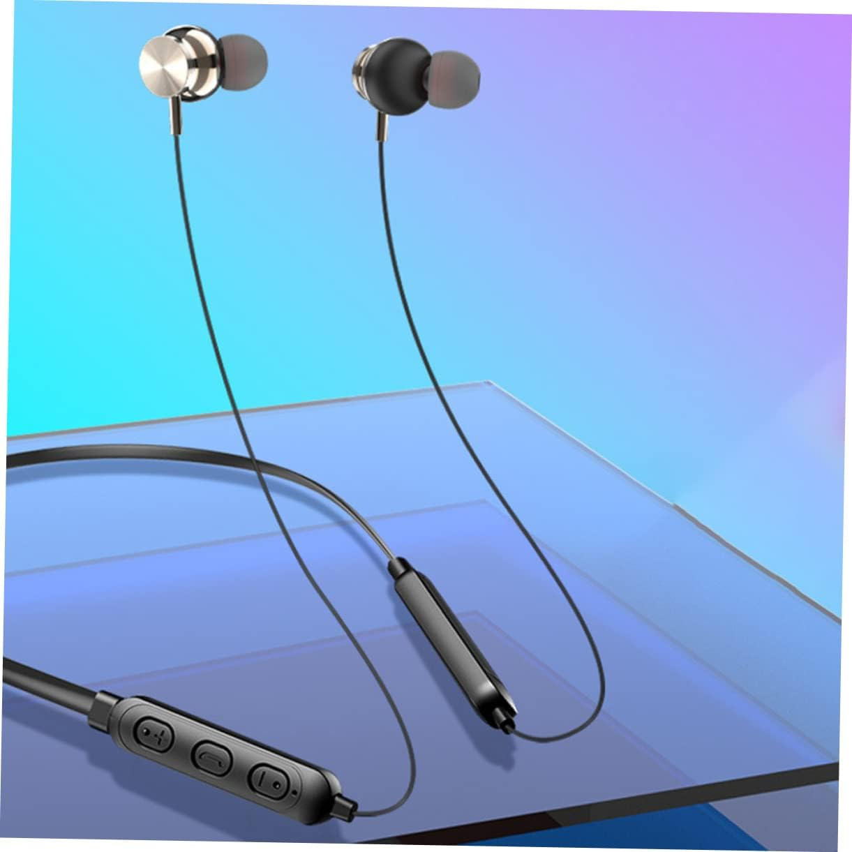 LRXIYODE Wireless Headset Neckband Earbuds 5.0 Magnetic In-Ear Stereo Earphones for Sports and Travel, Waterproof Black Wireless Earpiece image number 3