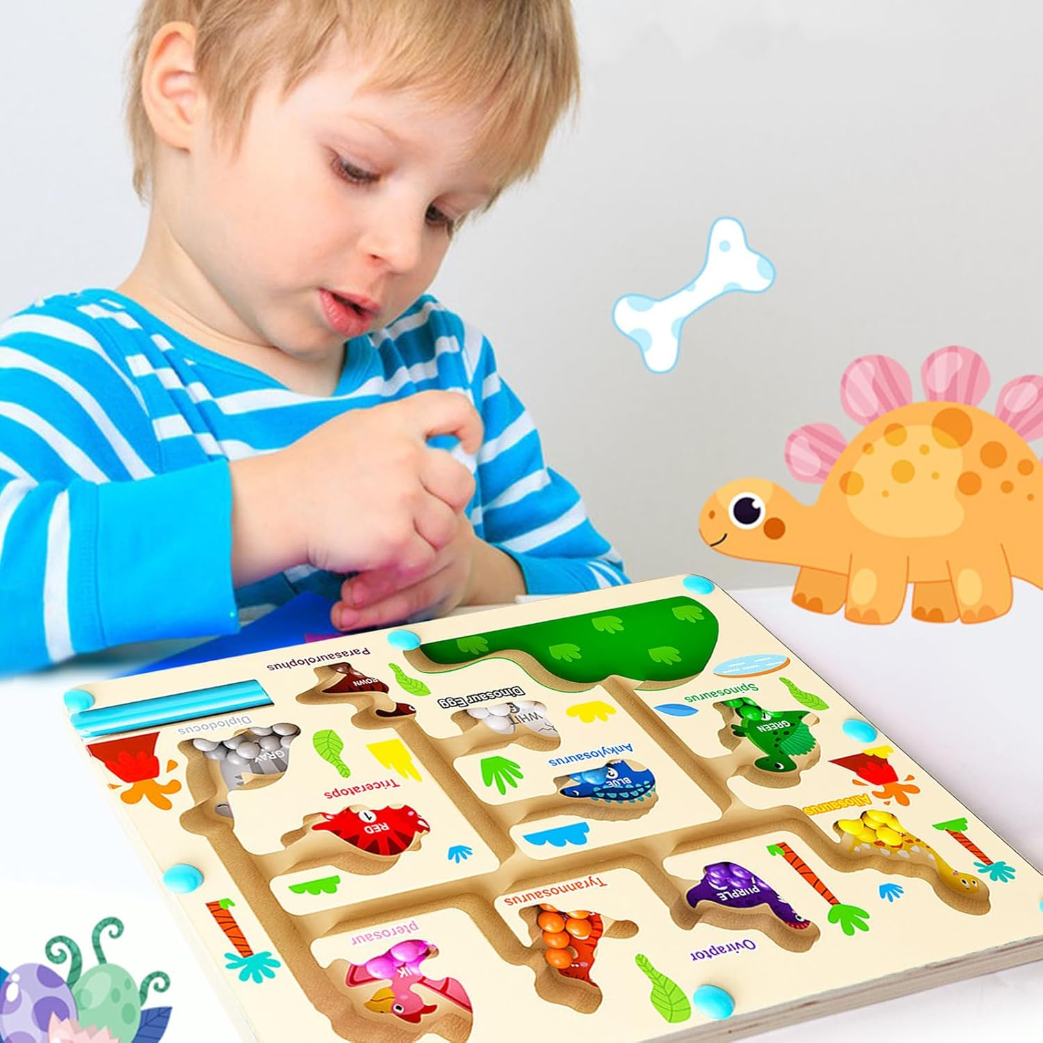 Magnetic Color and Number Maze for Toddlers: Christmas Montessori Wooden Learning Game, Fine Motor Skills Toy with Colorful Beads for 2-5 Year Old Boys and Girls image number 5