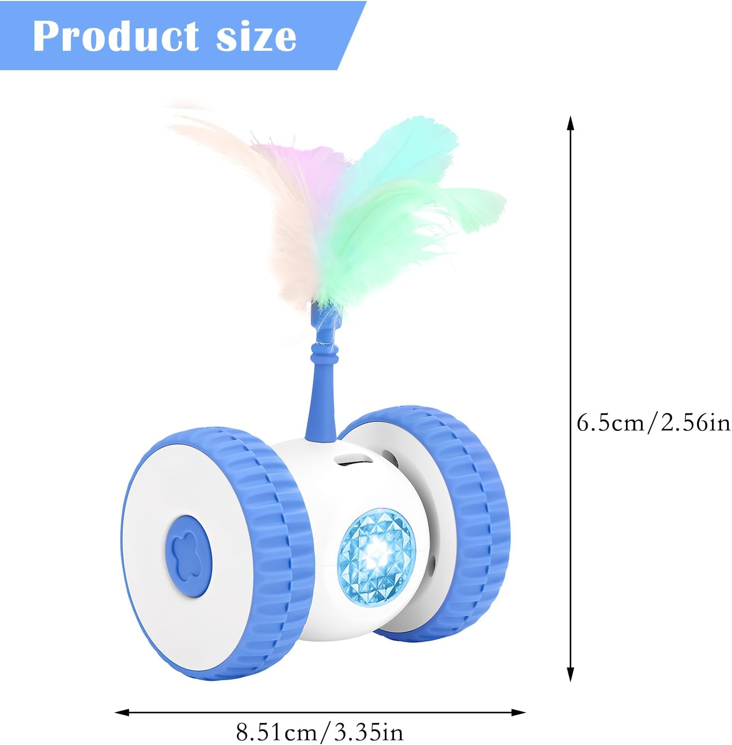 HENGBIRD Cat Toy Self-Employment, Cat Toy Electric with Feathers, Cat Toy Interactive, Interactive Cat Toy Robot Intelligence Toy for Cats, USB Rechargeable (Blue) image number 2