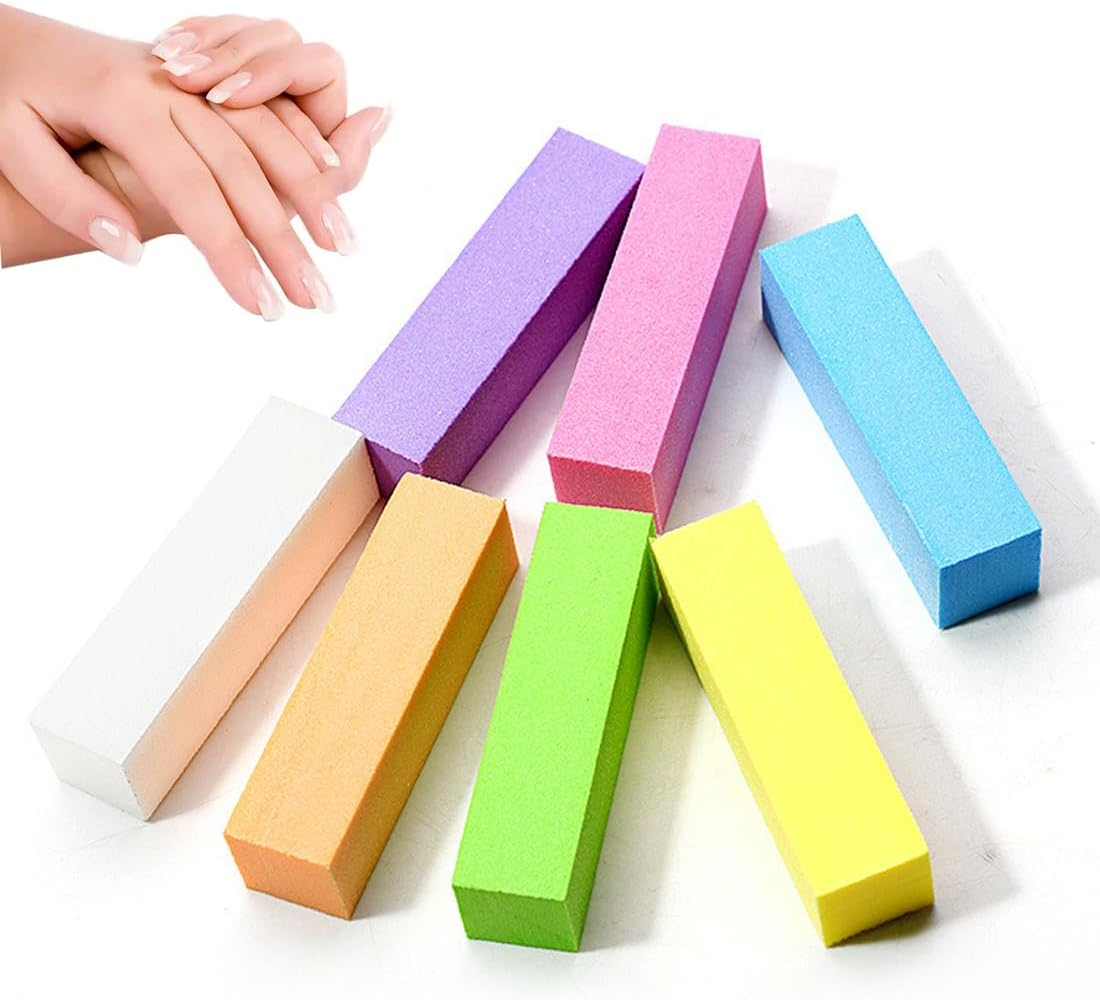UEAVOID Pack of 7 Buffer Sanding Blocks Polishing Blocks with 4 Filing and Polishing Surfaces for Manicure, Pedicure and Nail Modeling, Nail Salons, Nail Art at Home (Multi-Colour) image number 1