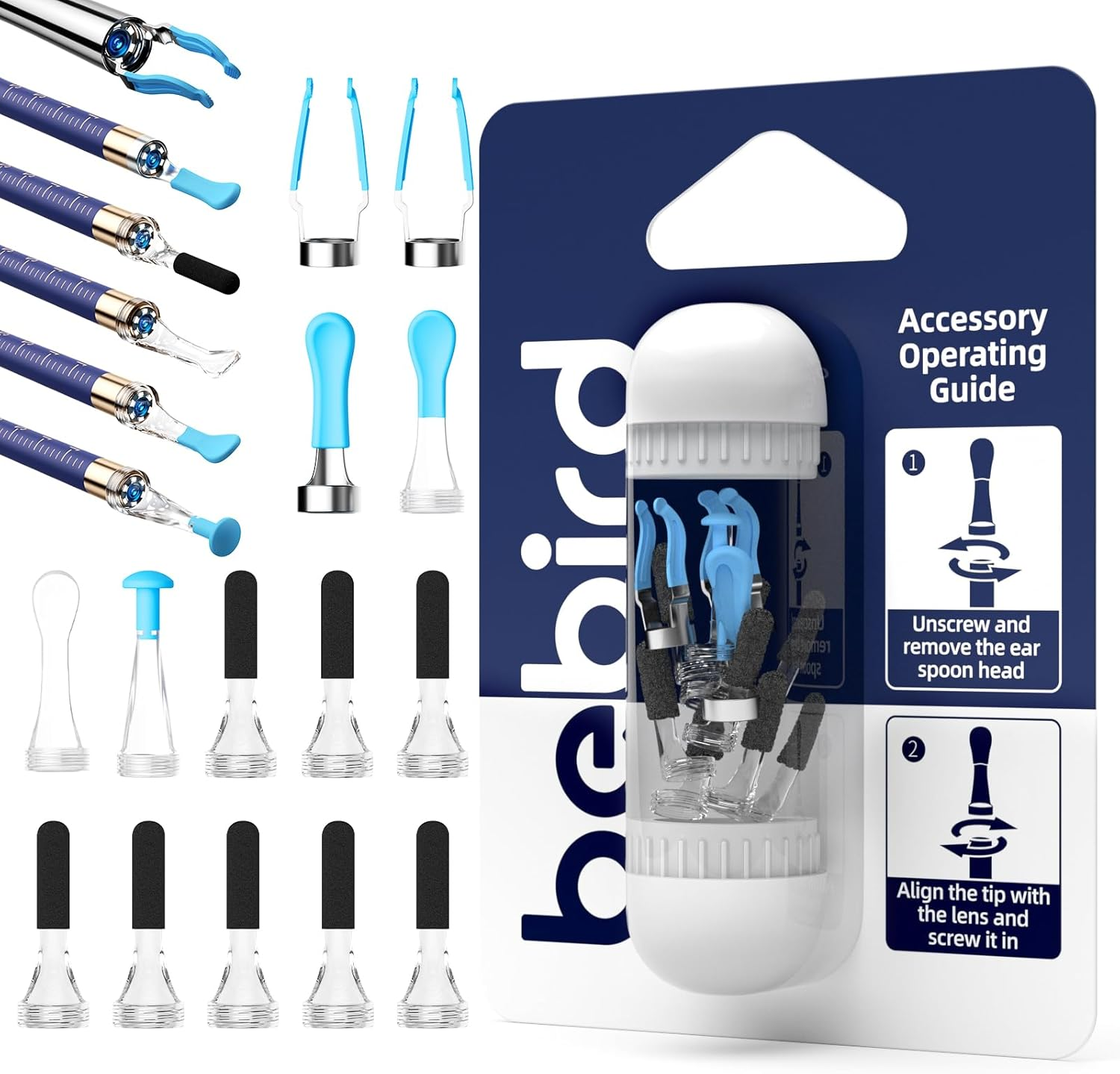 Bebird Original Earsight plus Ear Cleaner Replacement Tips - Ear Wax Removal Attachments - Earpick Accessories - Ear Camera Tips Kit Designed Only for R37R/D39R/B31R/R1MAX image number 1