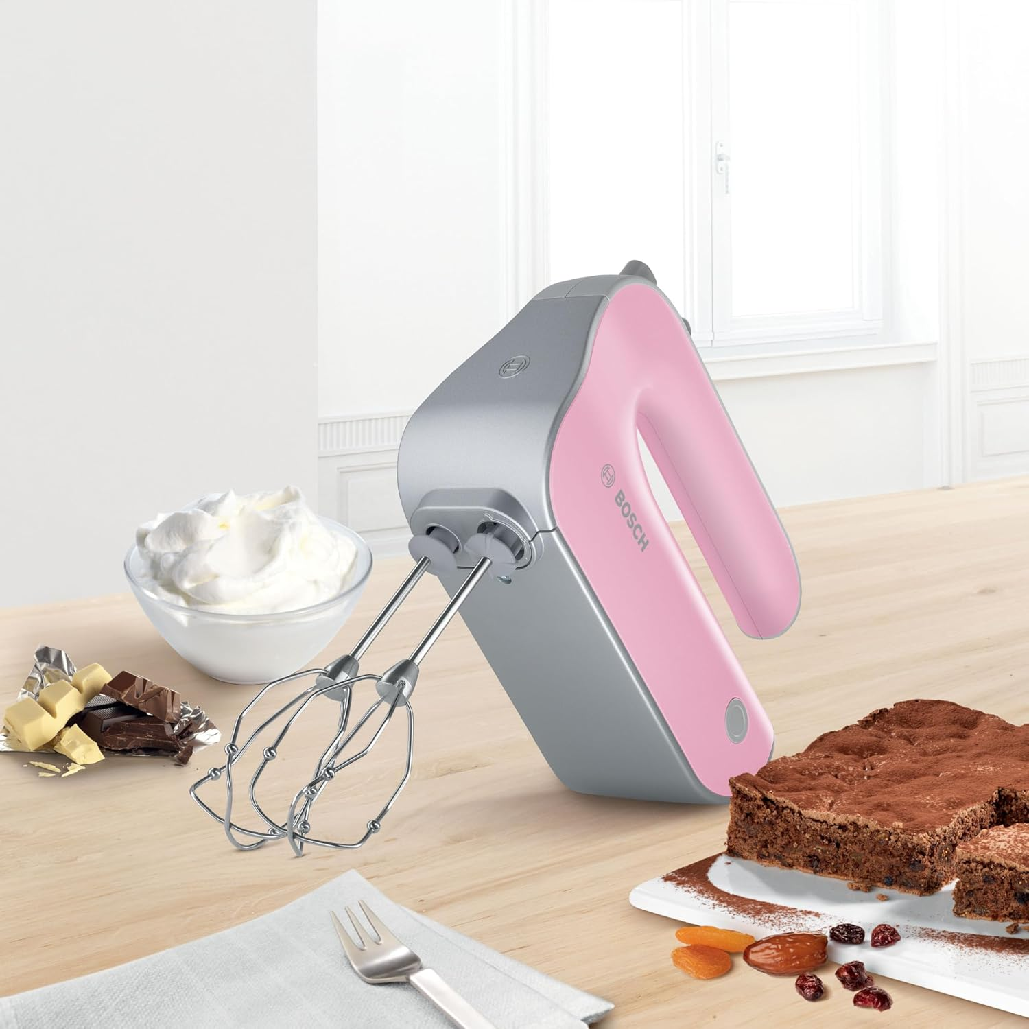 Bosch MFQ4030L Hand Mixers &ndash; Fineccr Eeamer Stainless Steel Whisk, Mixfu&szlig; Disposal Unitconnection for Mixing Foot and Shredder, Mineral Grey/Silver Gentle Rosa/Silber - Mineral Grau/Silber image number 2